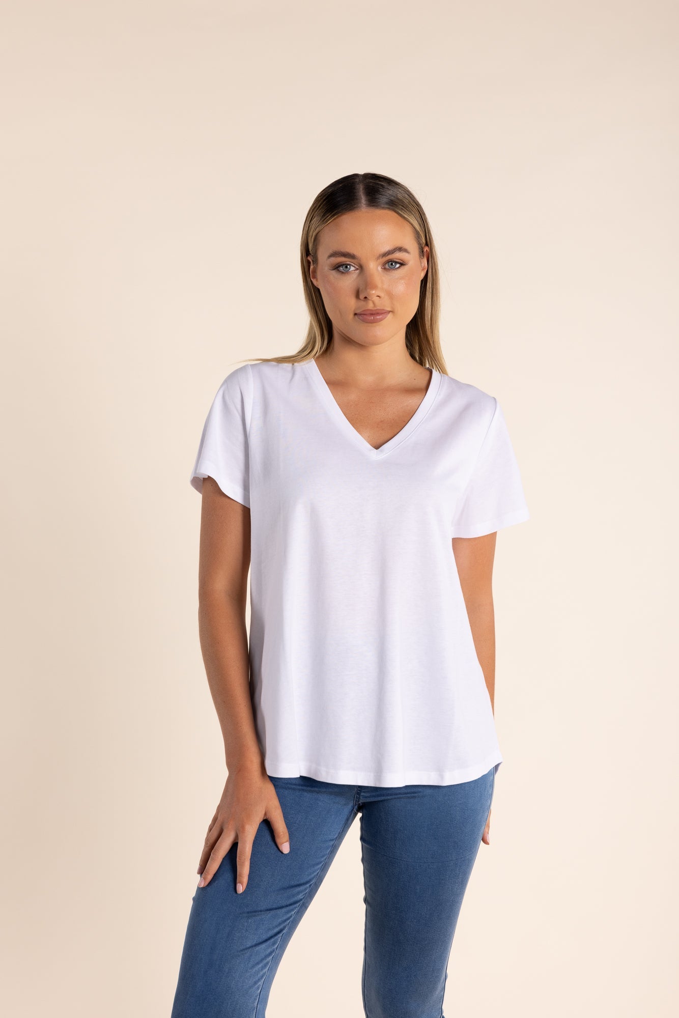 Cloud Cotton V-Neck Tee‌