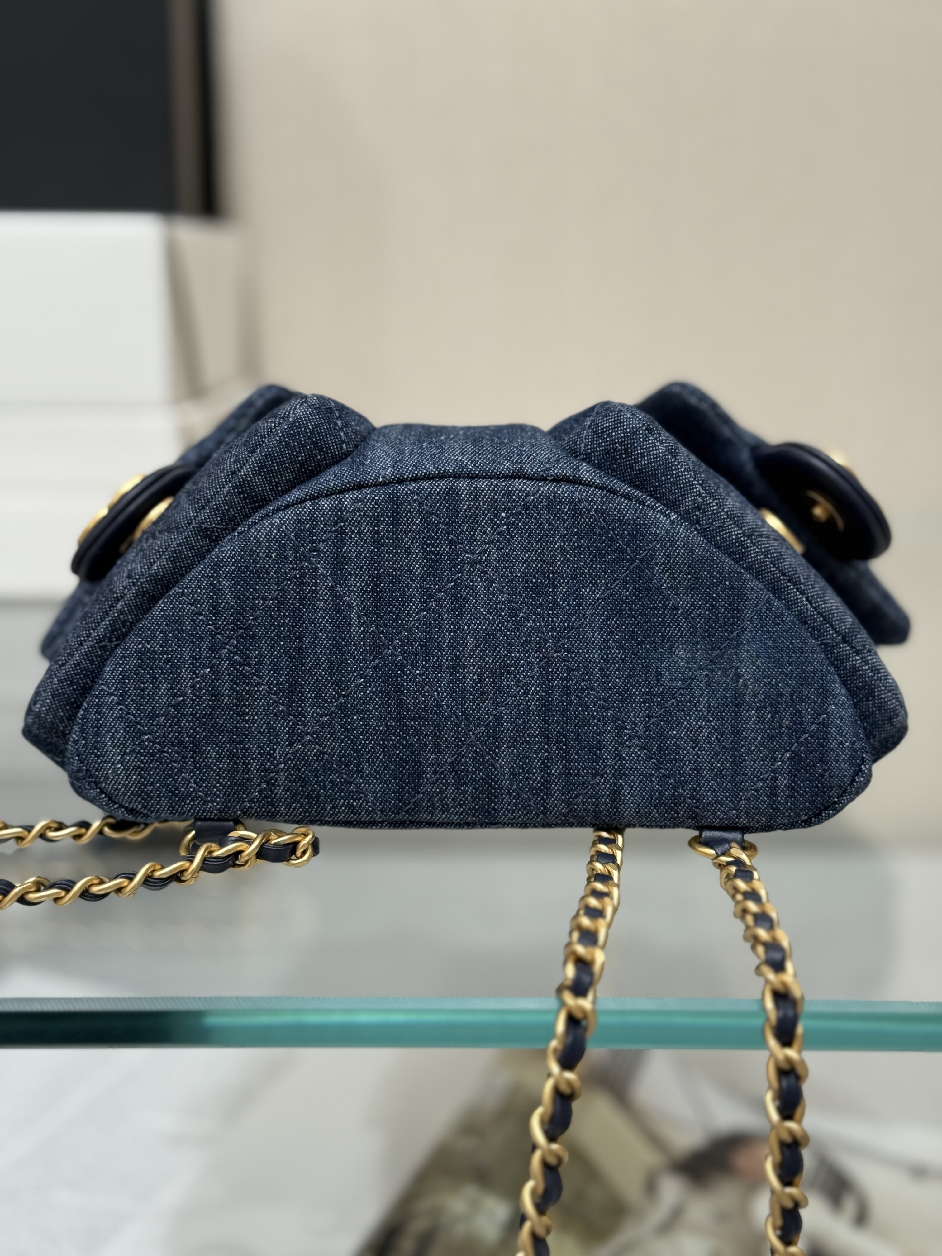Drawstring Bucket Backpack（Dark Denim Blue） - Mocuir
