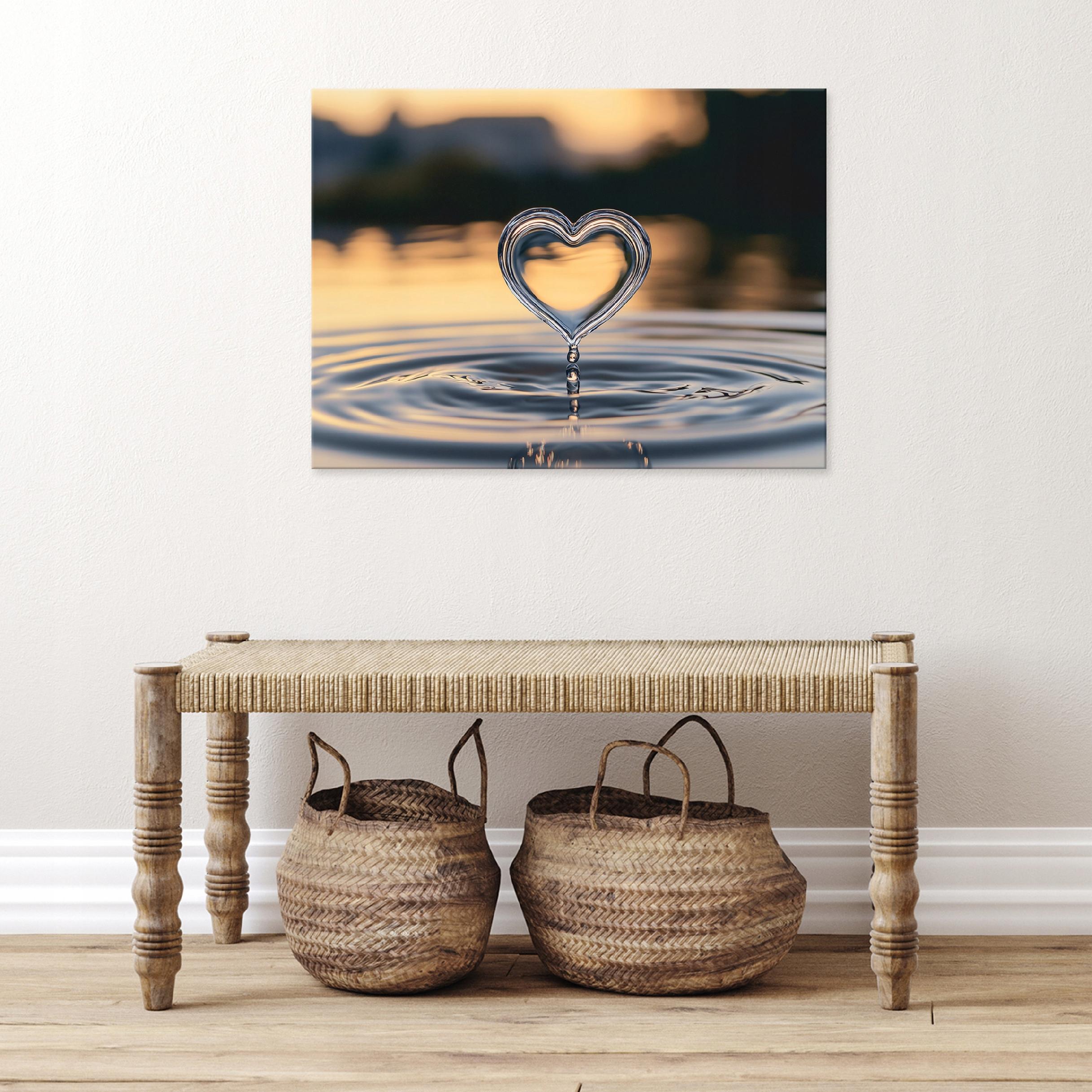 Abstract painting of a heart and water for the bedroom, living room, or kitchen on canvas, 40x30