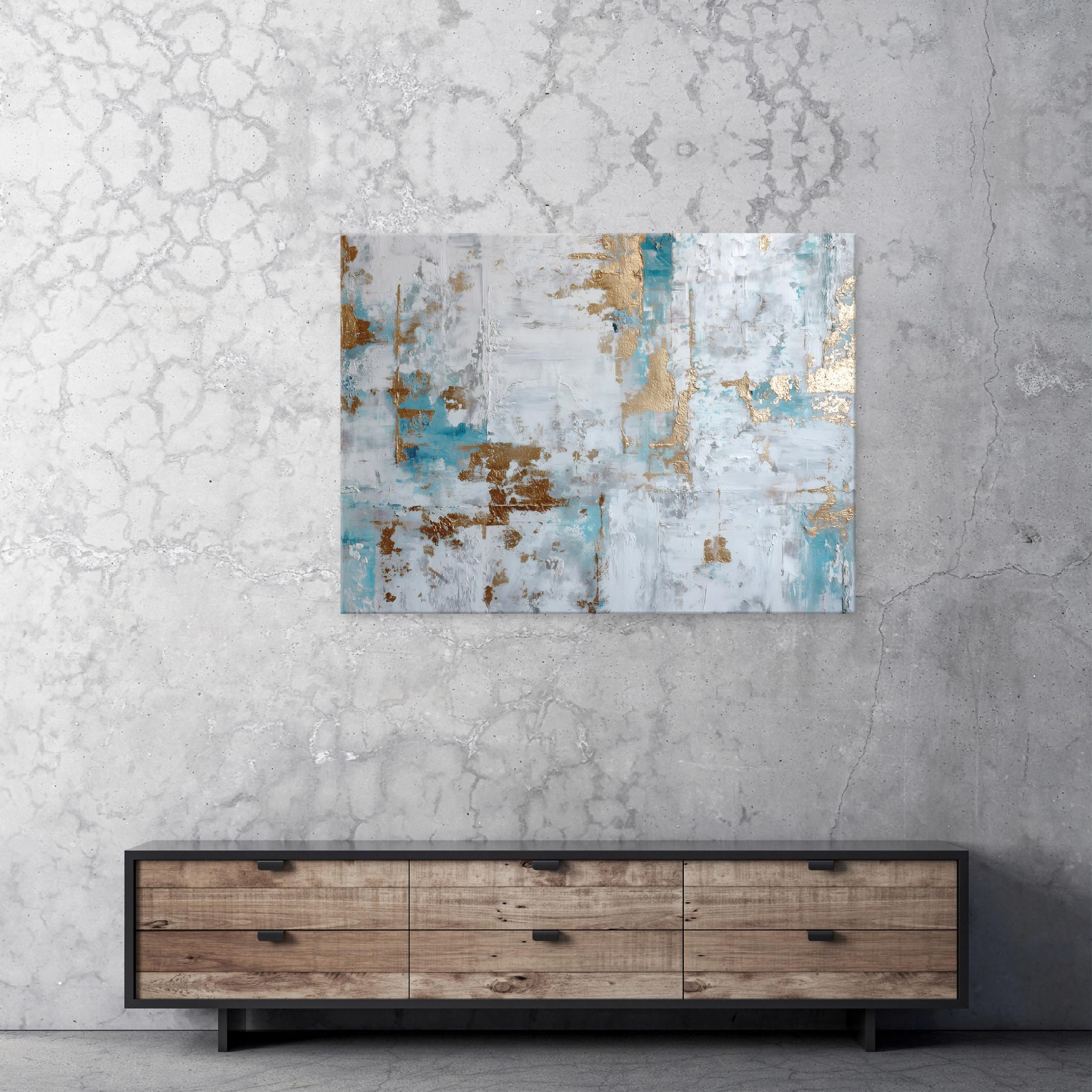 Abstract painting of golden concrete for the bedroom or living room on canvas, 40x30