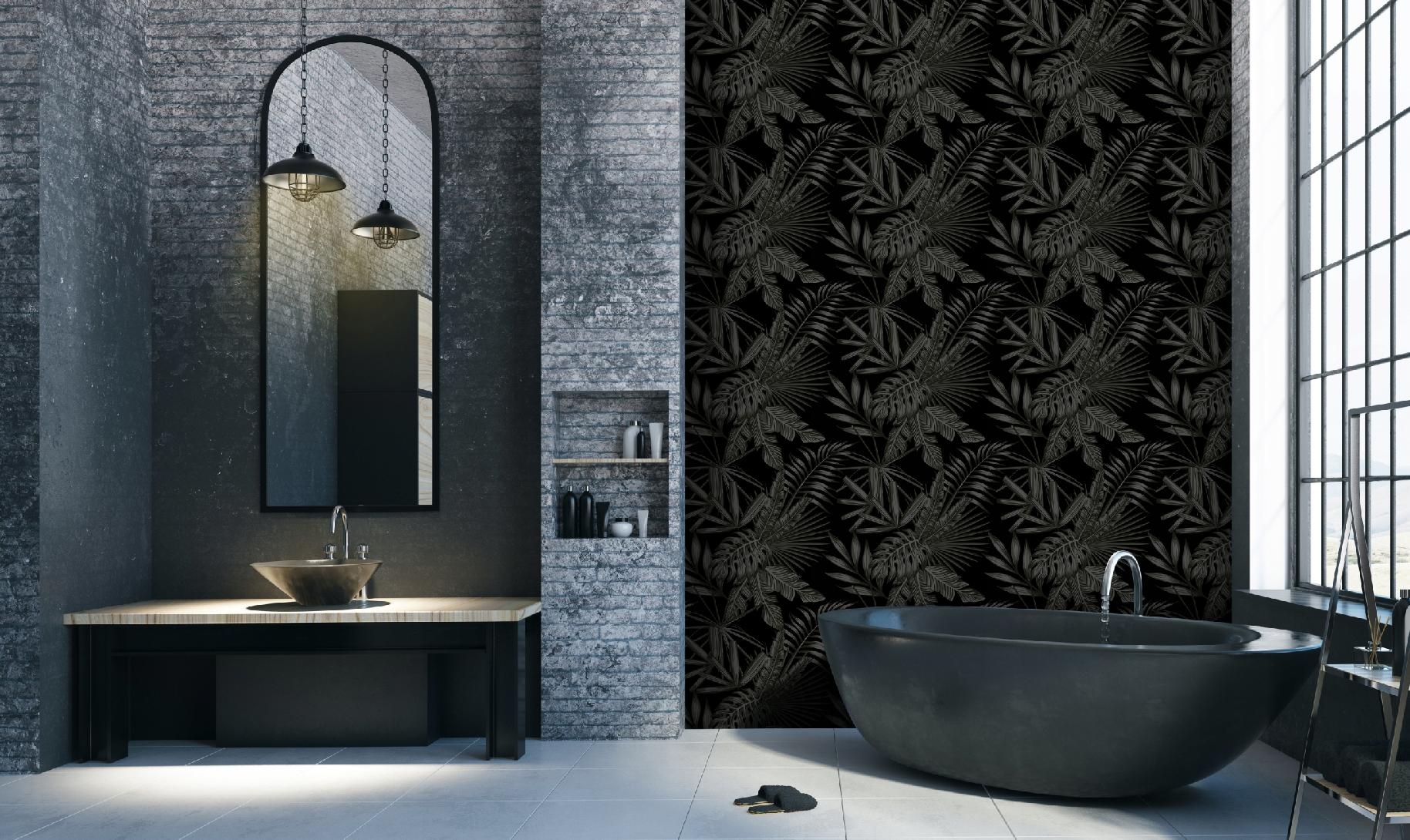 Black Glamour Non-Woven Wallpaper Roll