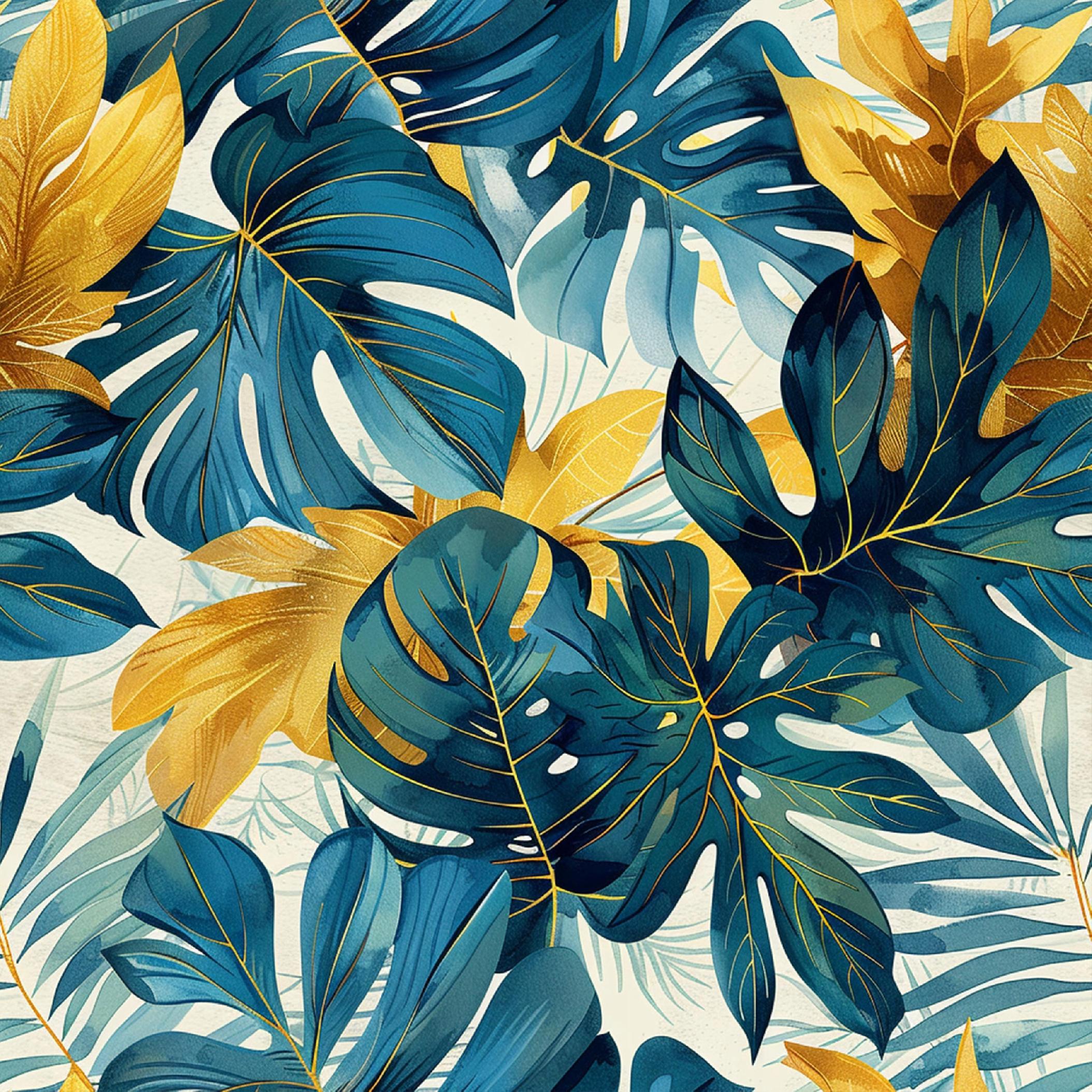Tropical green leaf wallpaper on non-woven fabric for bedroom and living room walls, sold by the roll