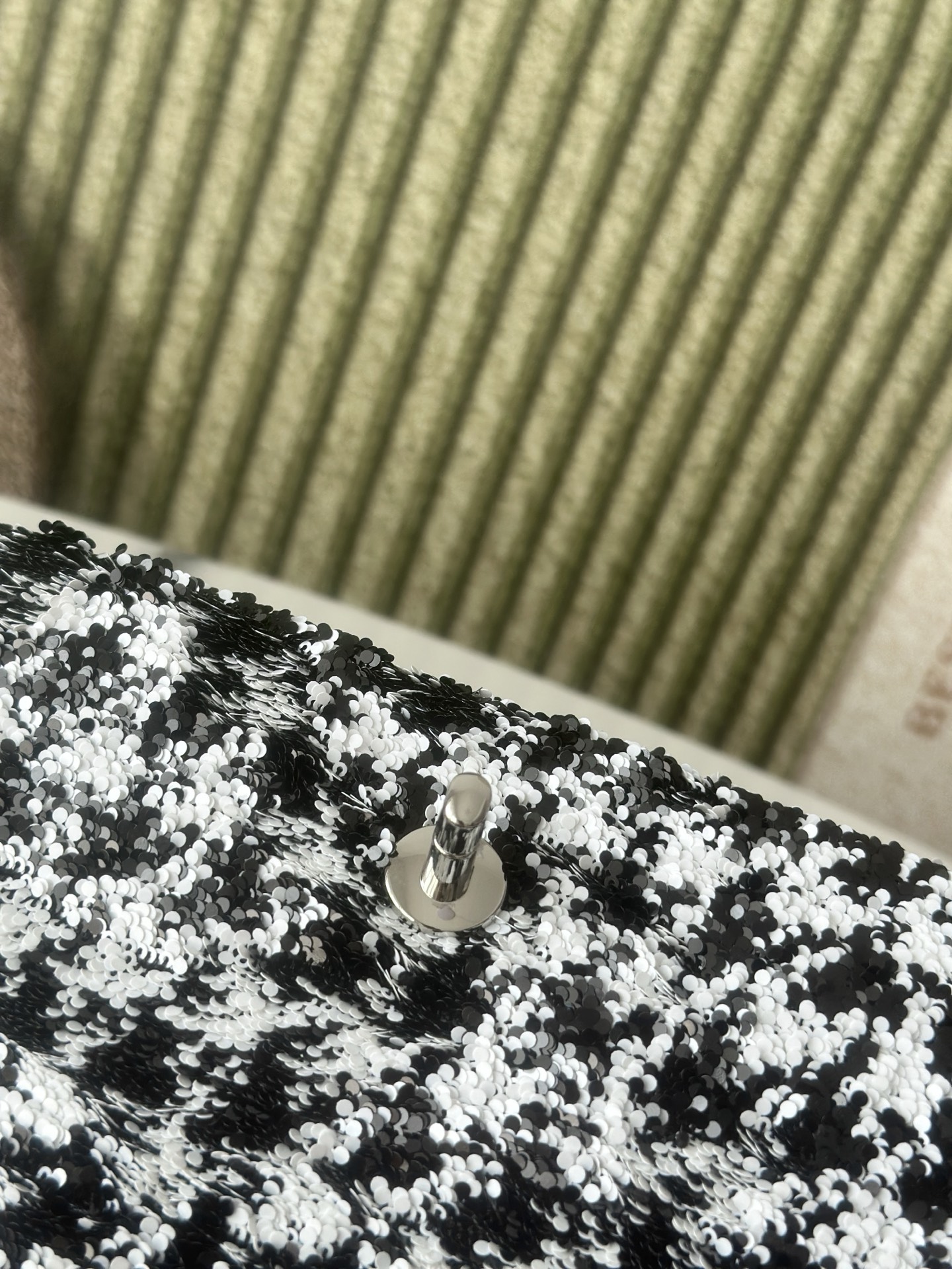 Limited Edition Black & White Houndstooth Sequin Mini Classic Flap Bag - Mocuir