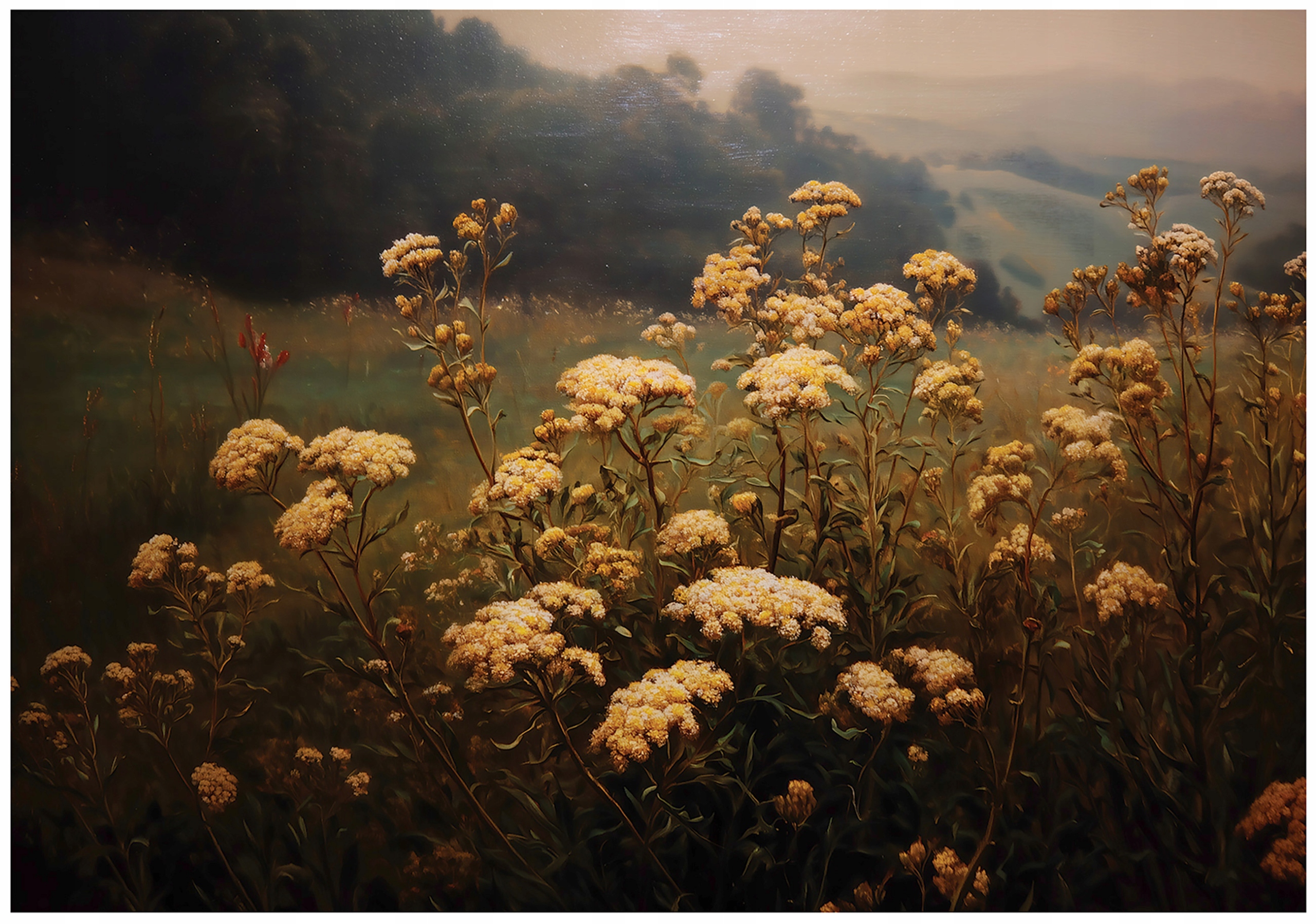 Vintage wildflower wall mural for bedroom or living room, non-woven wallpaper