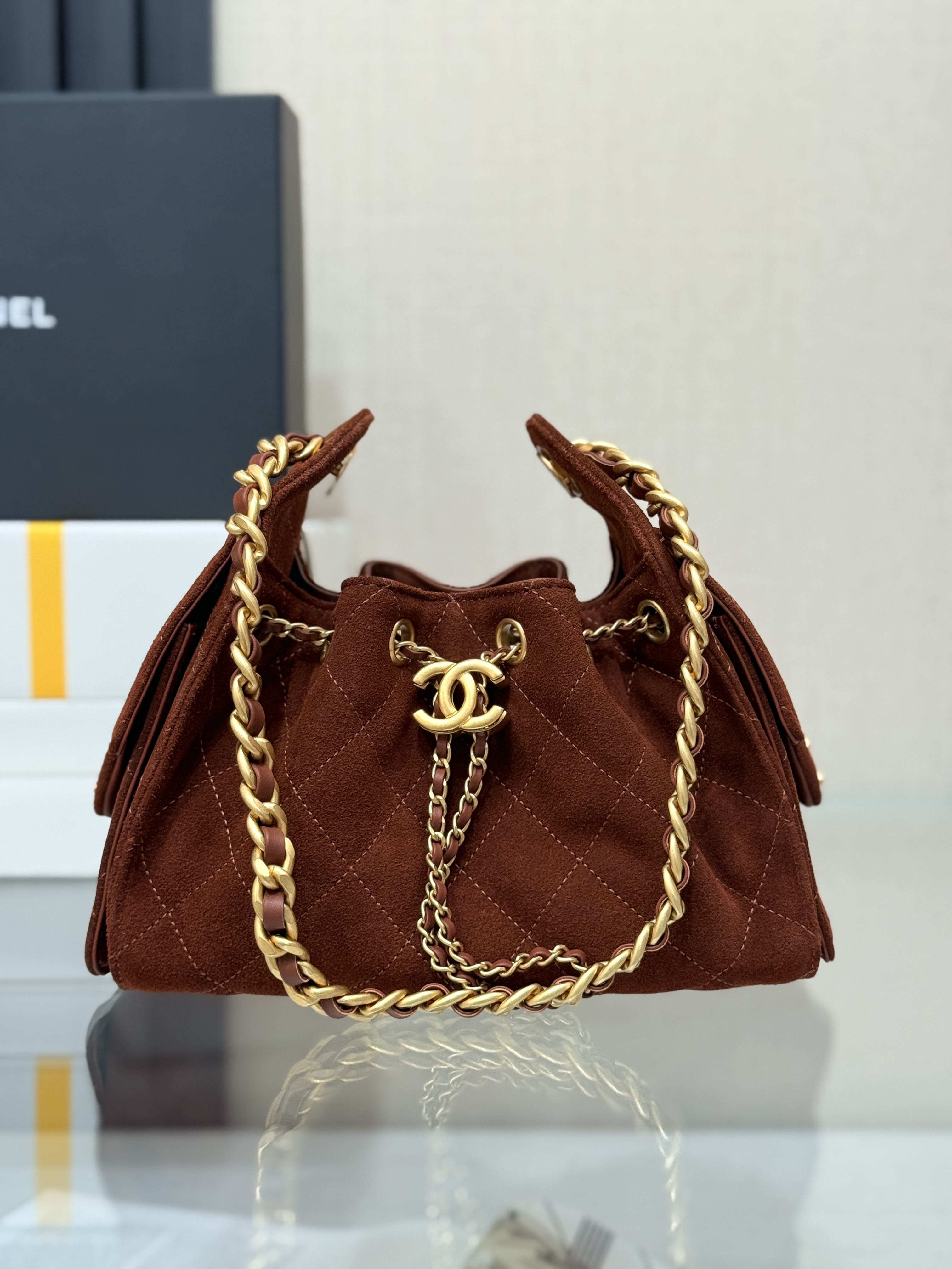 25Bag Mini Drawstring Bag（Reddish Brown） - Mocuir