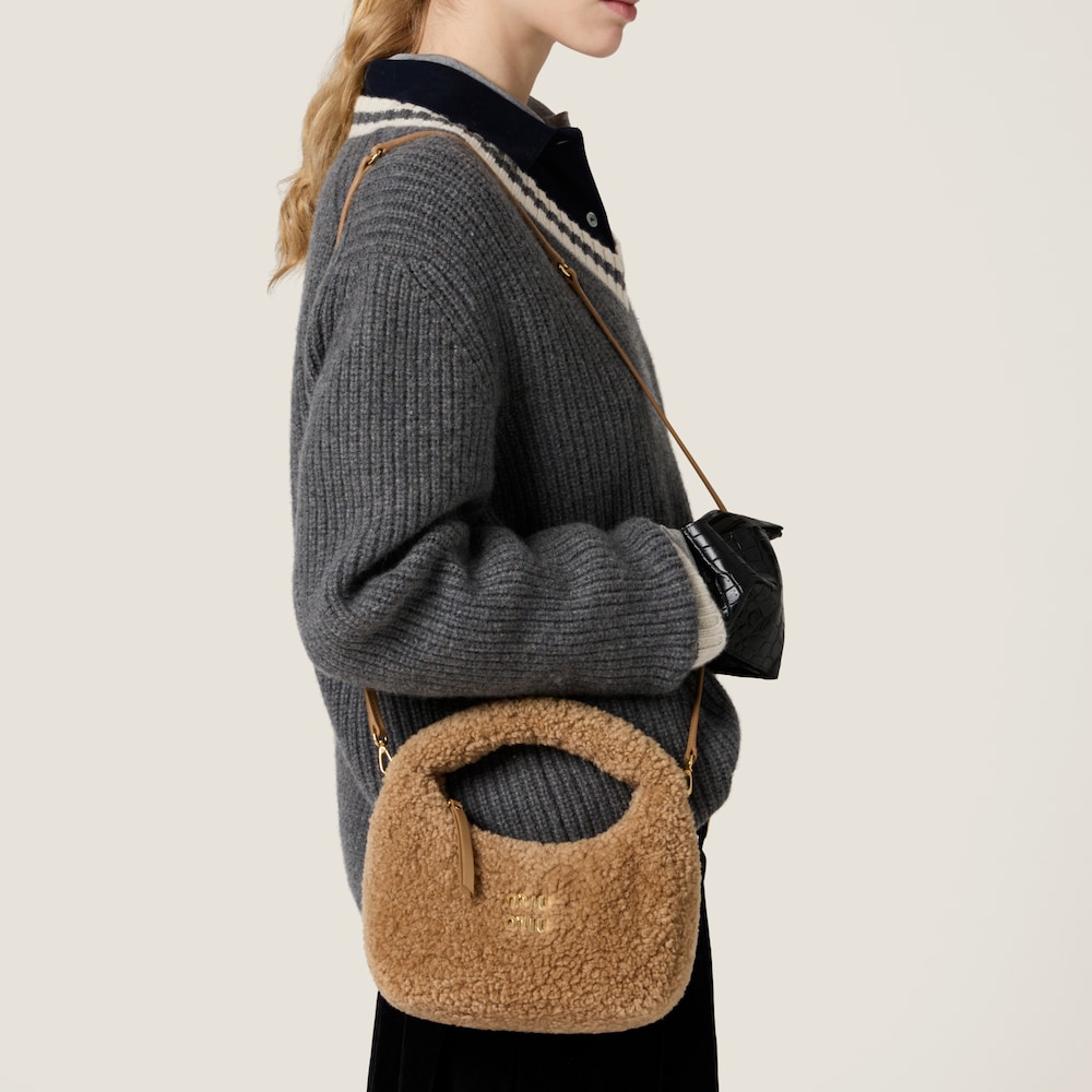 Wander shearling hobo bag