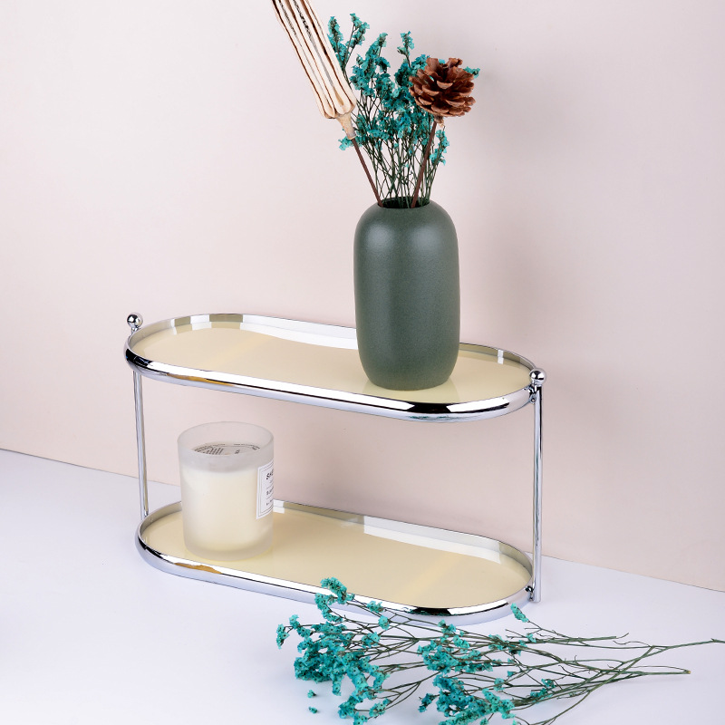 Multi-functional storage box for table ornaments Multi-layer cosmetic storage rack Stainless steel jewelry storage rack