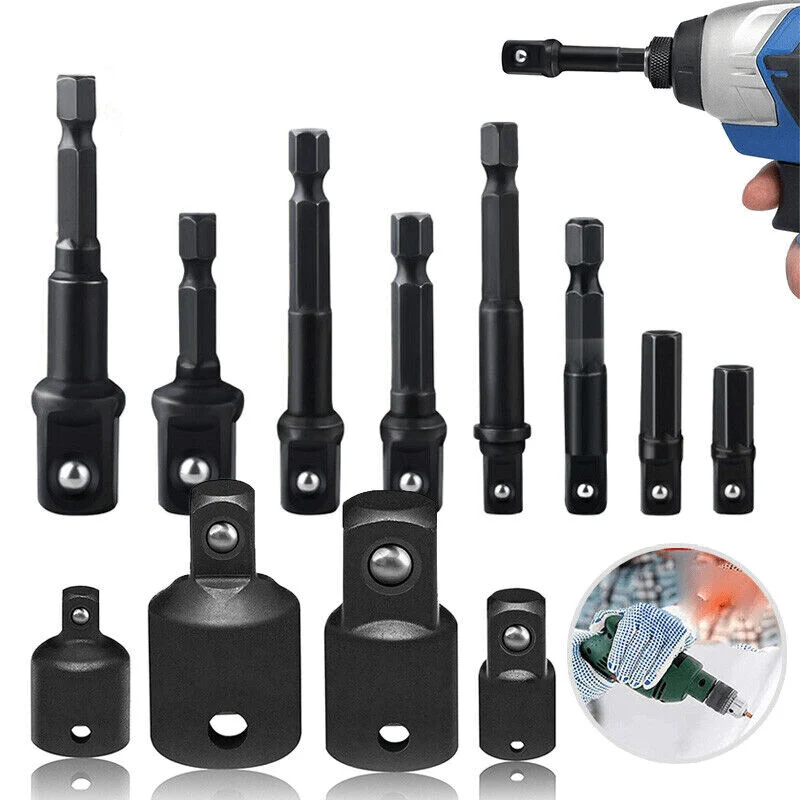 12Pc Drill Socket Adapter Set Impact Nut Driver Hex Extension Bit 1/4