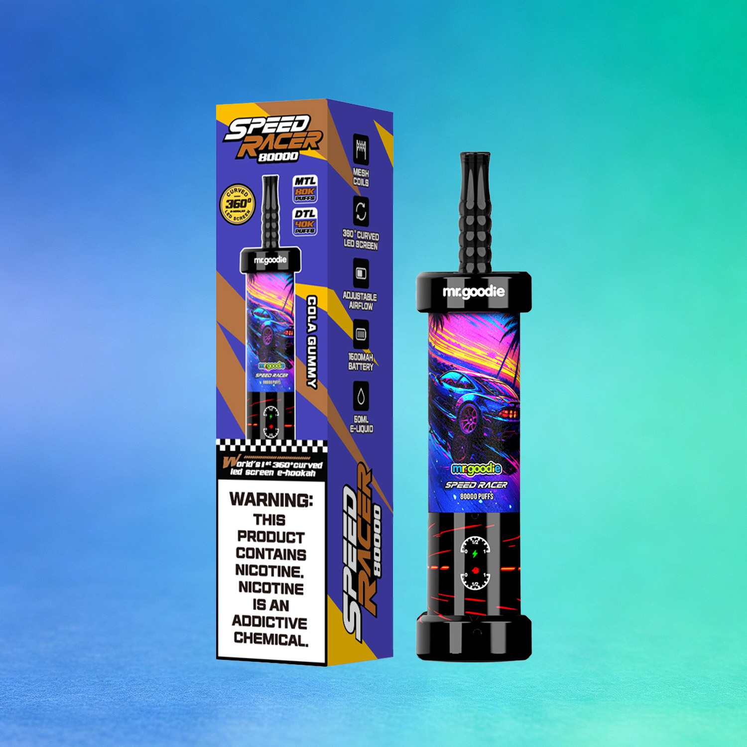 Mr. Goodie Speed Racer 80K 80000 Puffs Disposable Vape Dual Mode Rechargeable LED Display E-Cigarette