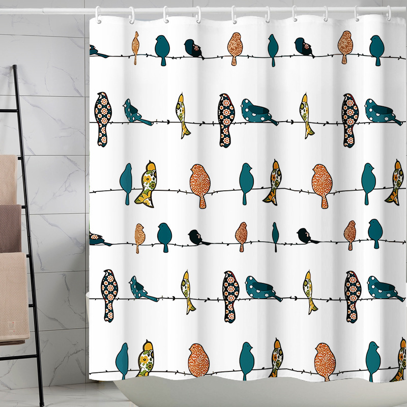 Digital printing watercolor ink flower simple geometric shower curtain waterproof and moisture-proof sanitary interval