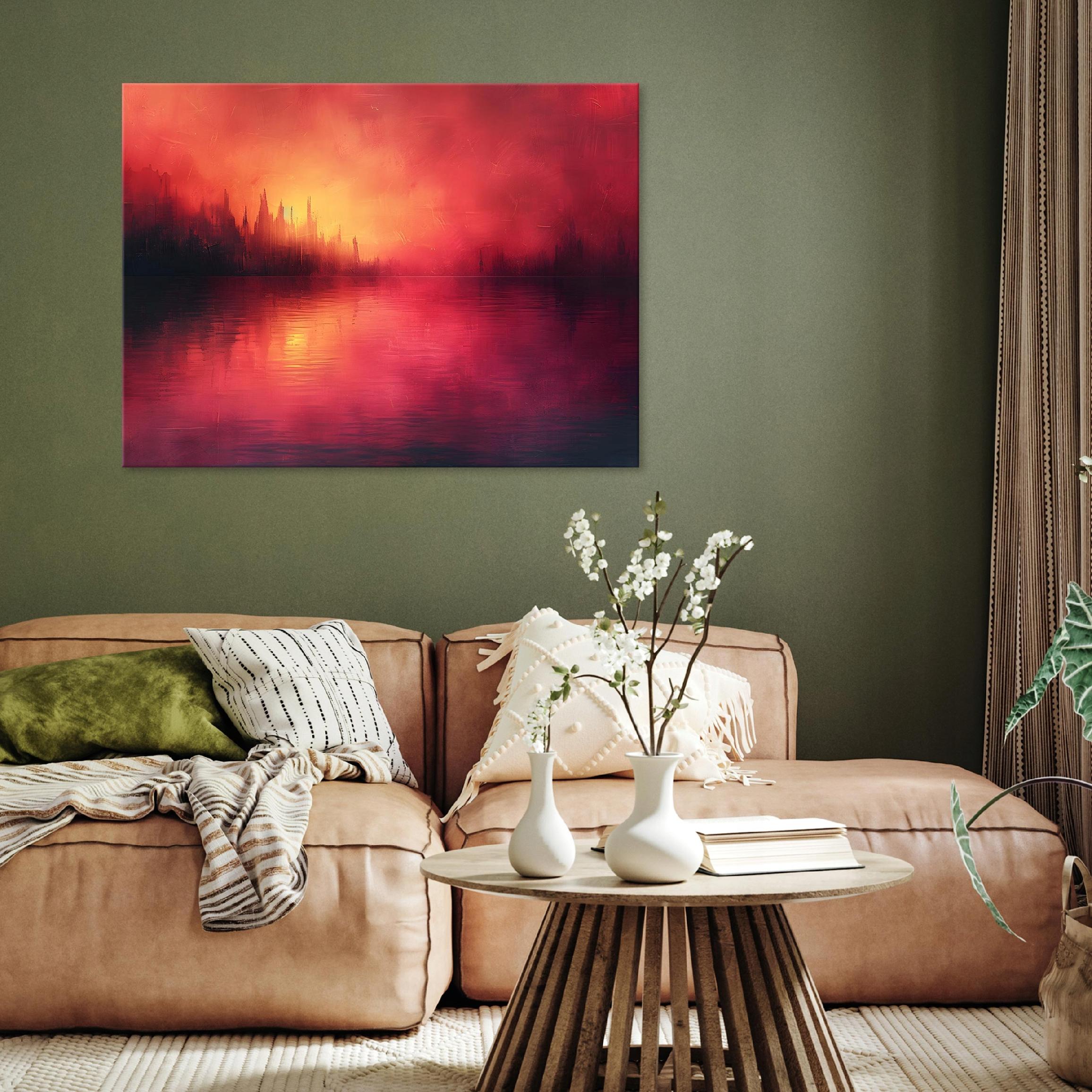 Abstract black and red painting on canvas, bedroom wall, living room, 40x30