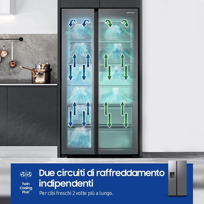 SAMSUNG - Frigorifero side by side RS80F67KCTEF Classe C-Inox