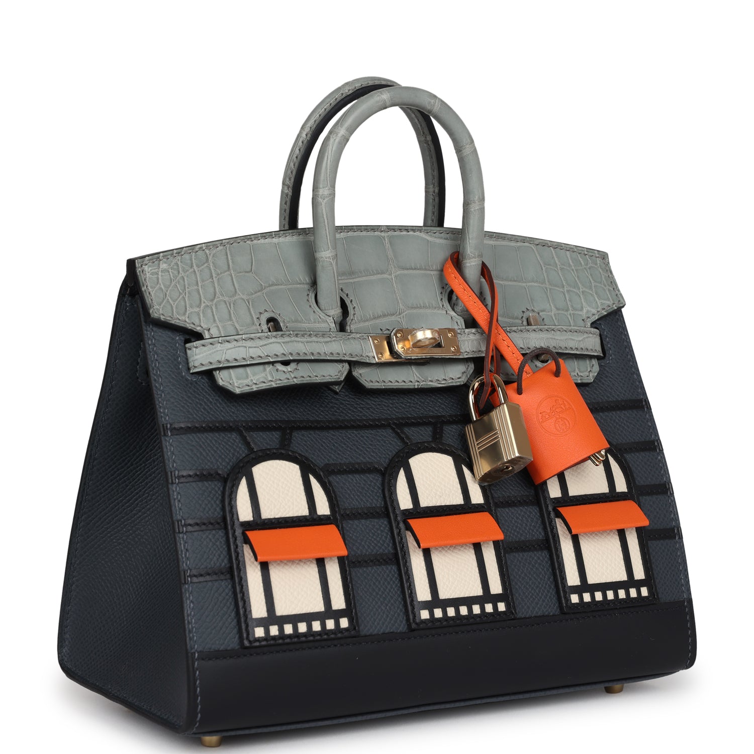 Night Sac Faubourg Birkin 20 Gris Misty Matte Alligator Permabrass Hardware