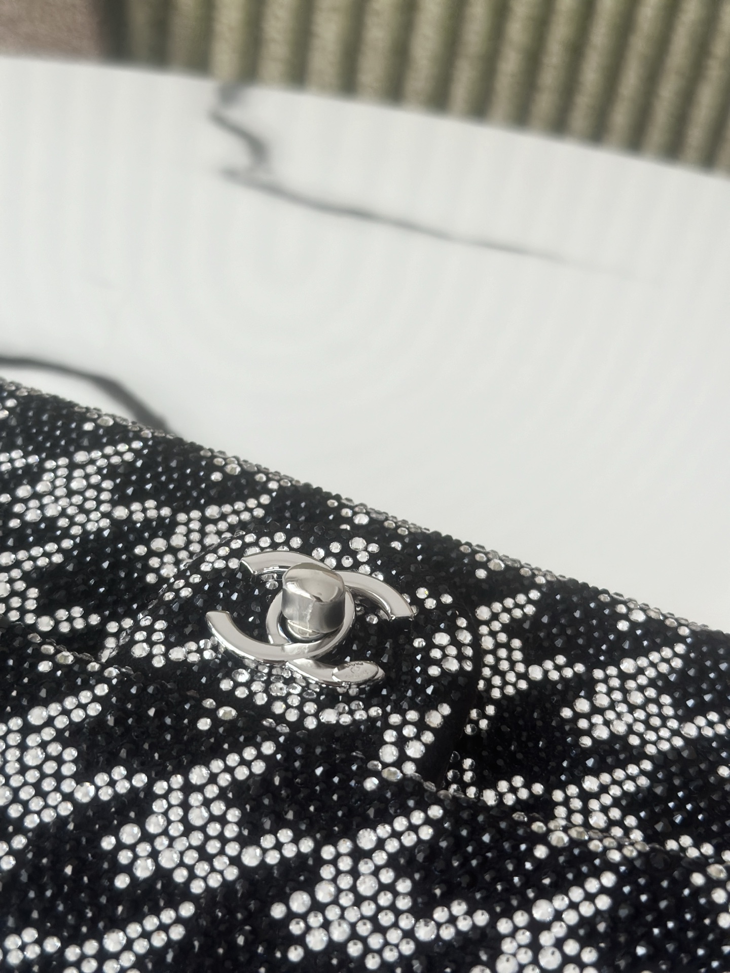 Limited Edition Black Strass Crystal Quilted Mini Classic Flap Bag with Silver-Tone Hardware - Mocuir