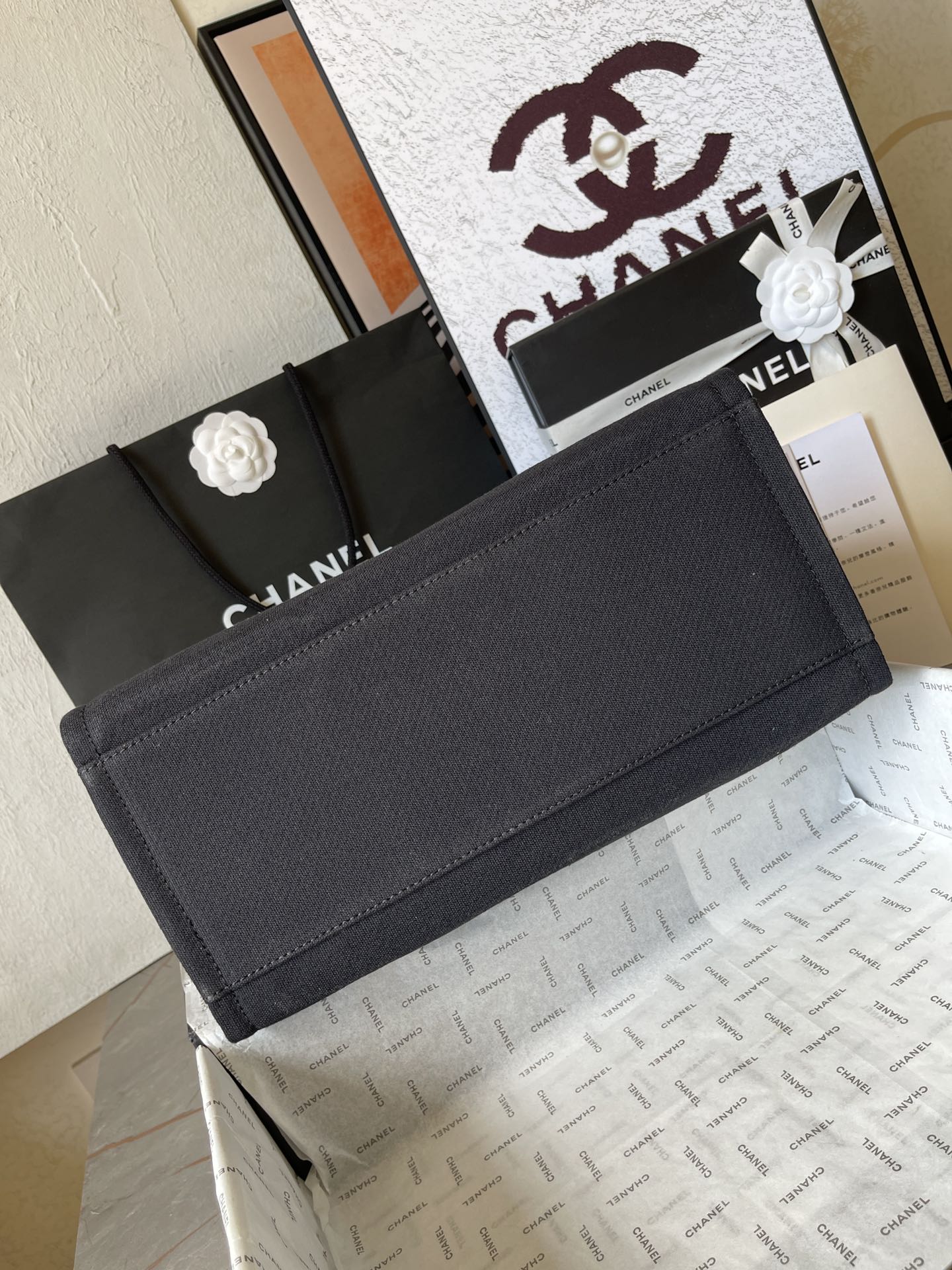 Deauville Large Canvas Tote Bag with Gold-Tone Hardware - Mocuir