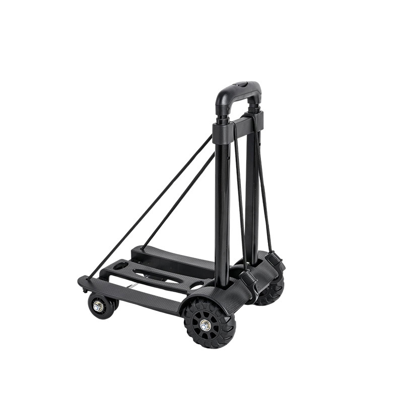 Four-Wheel Iron Alloy Handcart, Foldable Shopping Cart with Pull Rod for Grocery Shopping