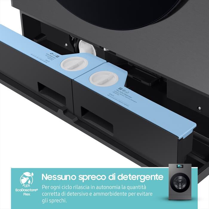 SAMSUNG - Lavasciuga WD18DB8995BZT2 18/11 Kg Classe A-Dark Silver Steel -oblò Nero
