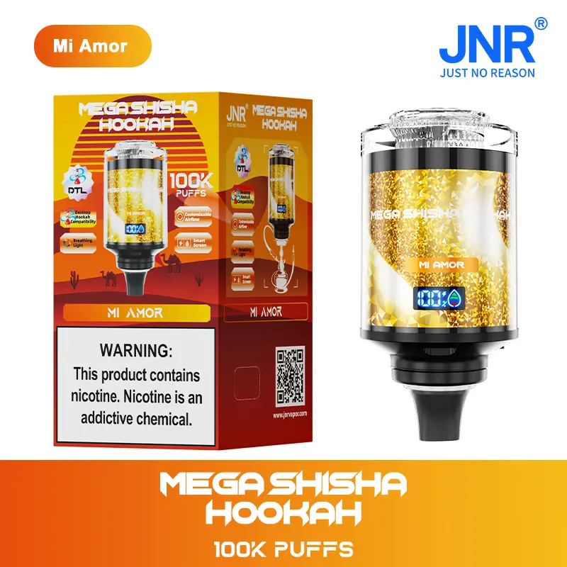 （3 pieces）JNR Mega Shisha Hookah 100000 100K Puffs Large Capacity LED Display Disposable Vape