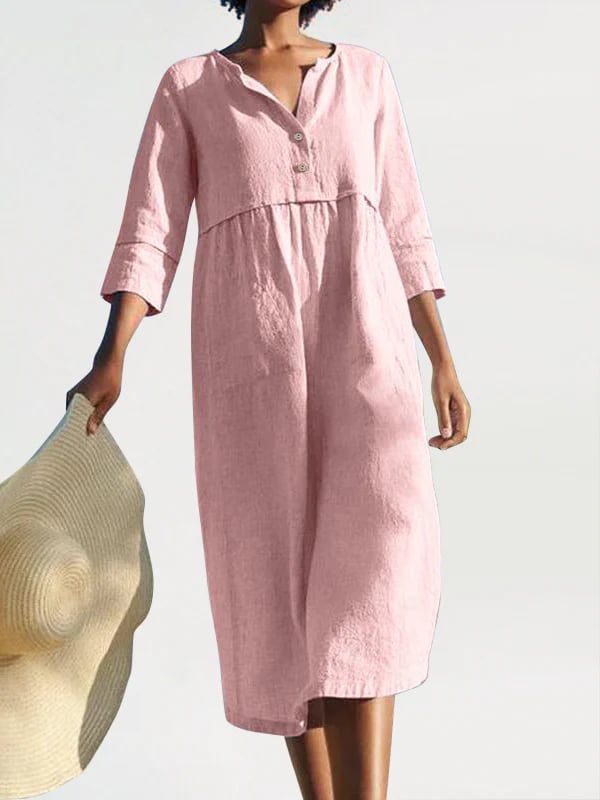 Solid Tunic V-Neckline Shift Dress