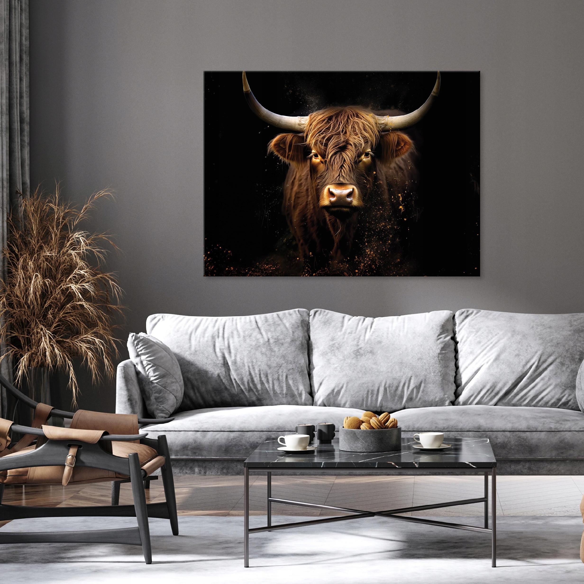 Canvas wall art modern Scottish cow for bedroom living room 40x30