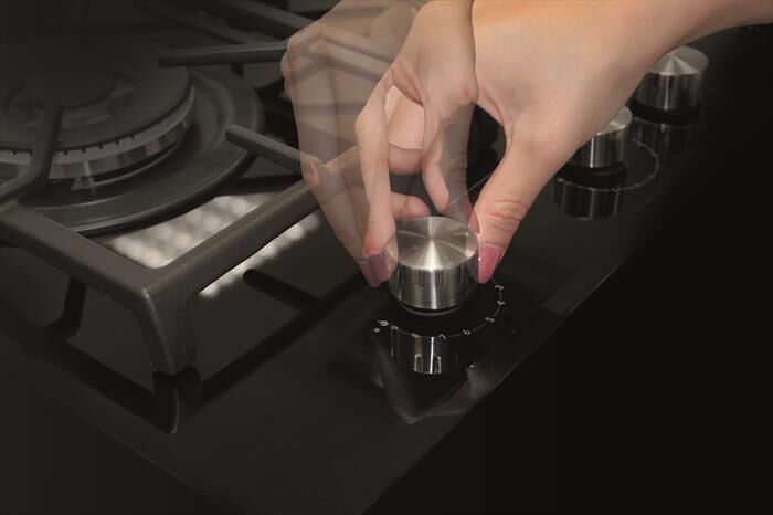 GLEM GAS - Piano cottura a gas GV64TXBK 4 fuochi 60cm-Nero Lucido