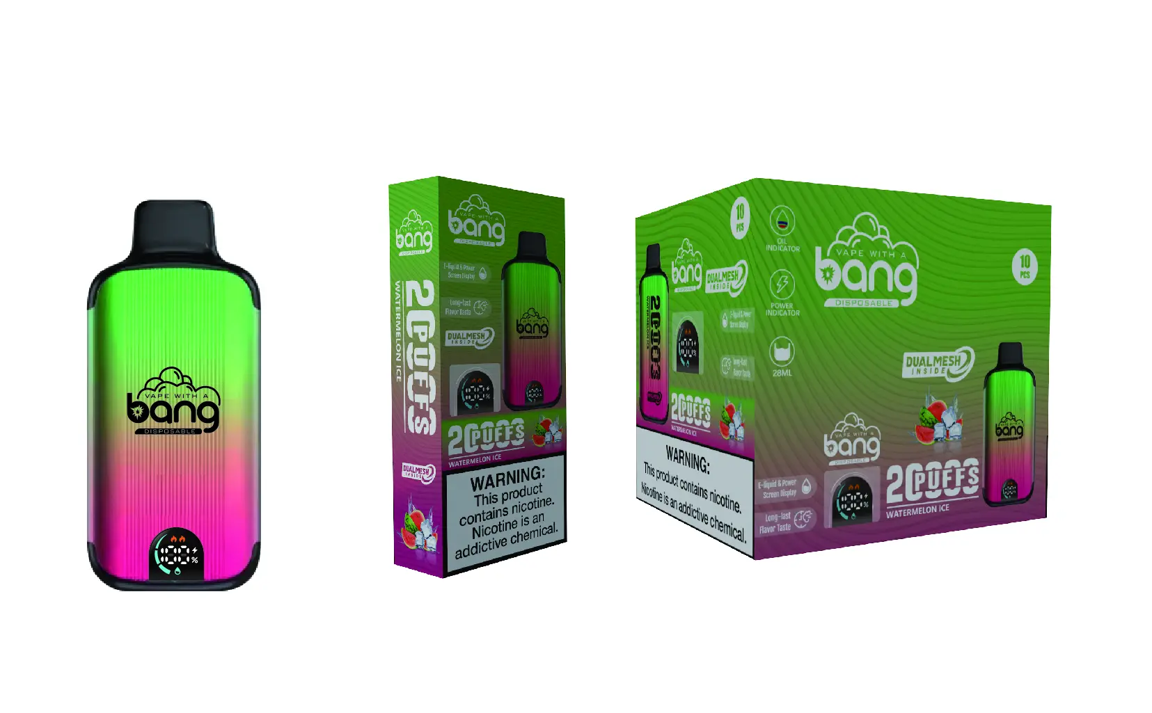 （3 pieces）Bang 20000 Puffs New Product LED Display Disposable Vape