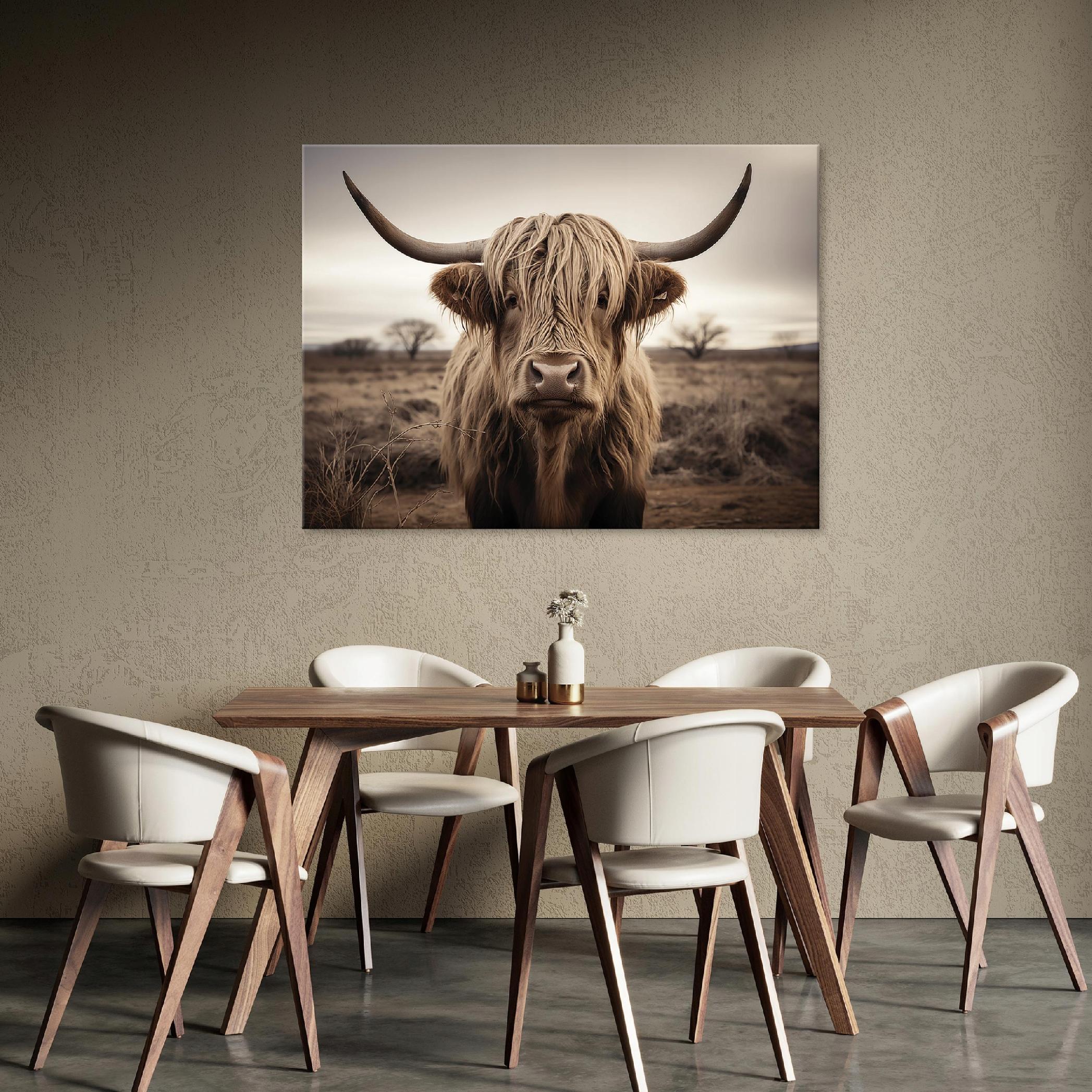 Canvas wall art Scottish cow modern for bedroom living room 40x30