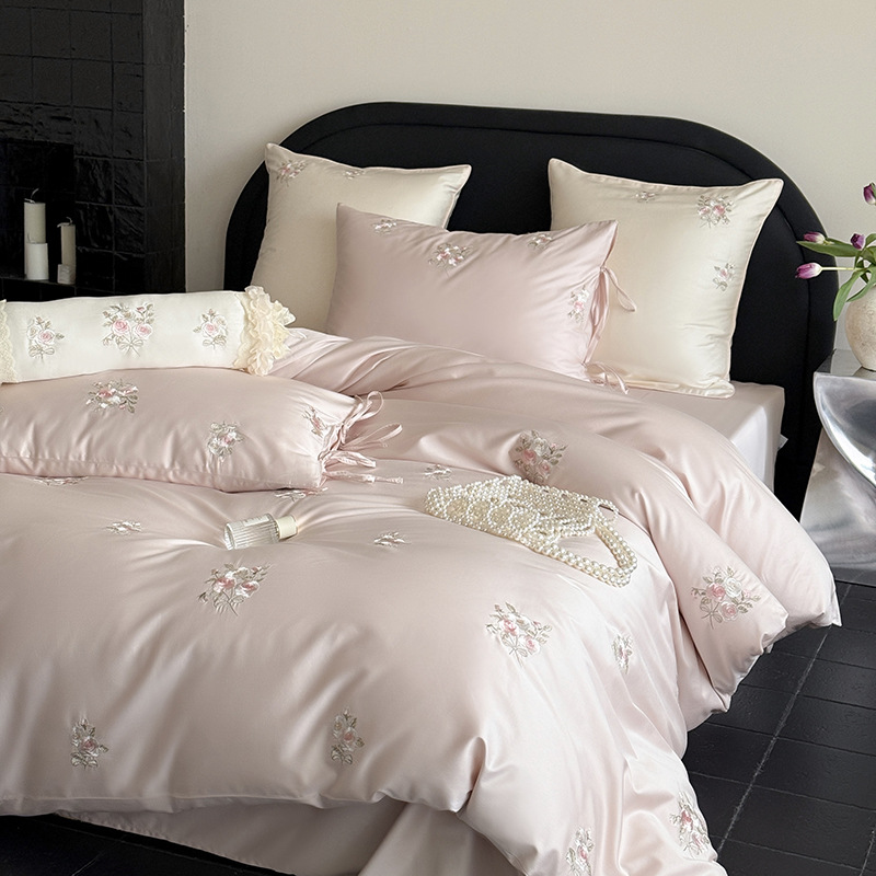 Cotton long-staple cotton four-piece cotton embroidered quilt cover bedding set of 4