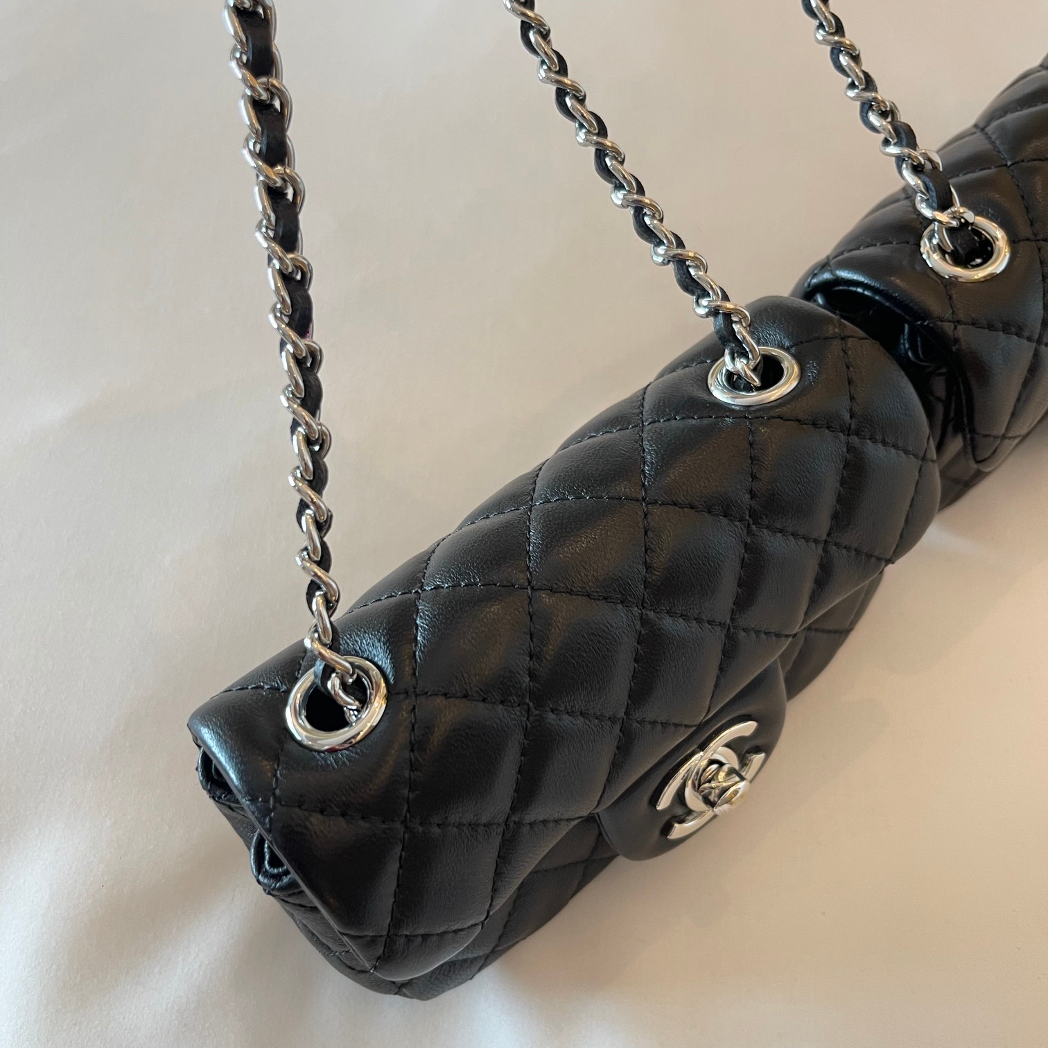 Black Quilted Lambskin Classic Flap Backpack with Silver-Tone Hardware - Mocuir