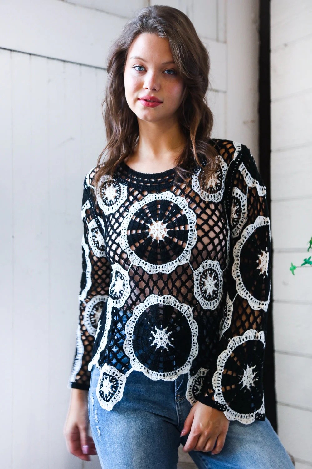 In Retro Bloom Black Crochet Lace Cover Up