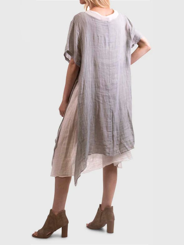 Cotton Linen Two-Layer Dress(Two Piece Set)
