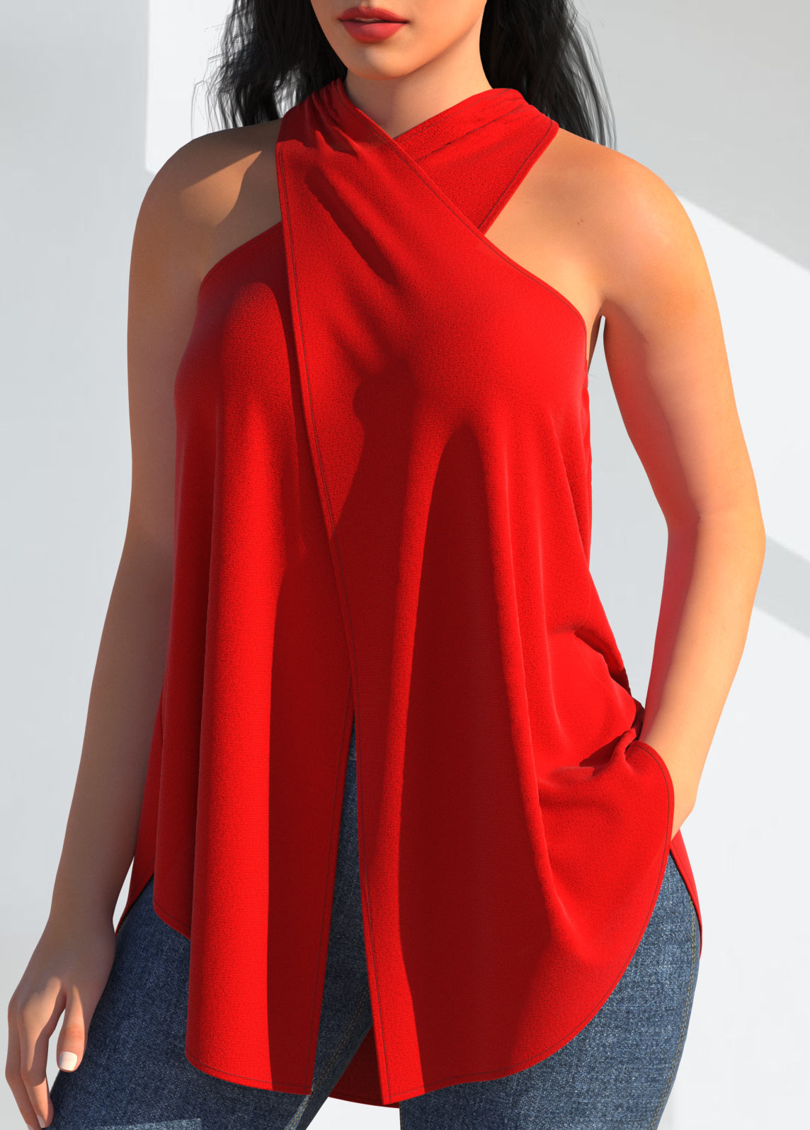 Halter Red Cross Front Tank Top