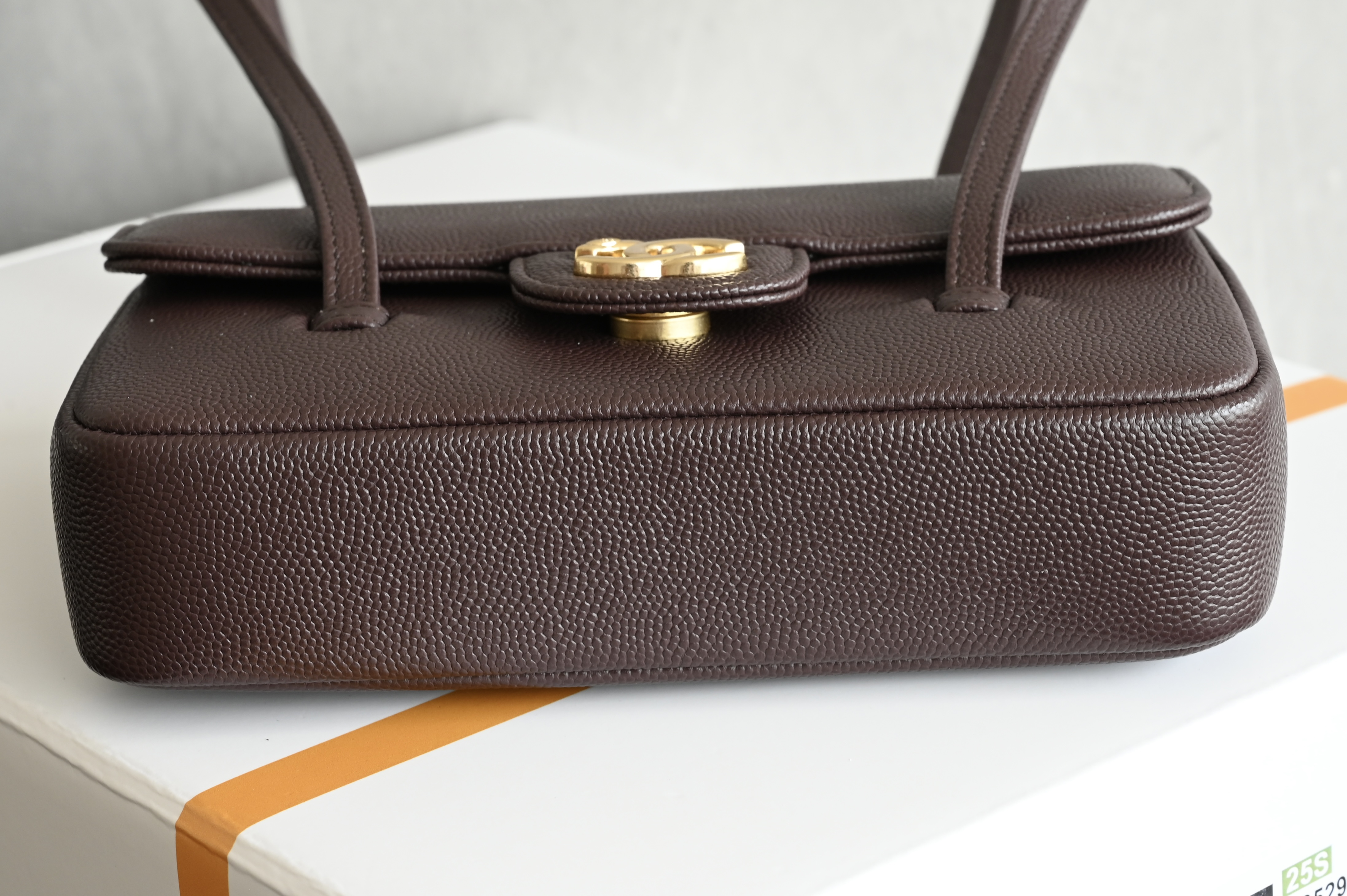 26P Pre-Collection Preppy Coco Small Flap Bag (AS6130) in Dark Burgundy Grained Shiny Calfskin (Caviar) with Gold-Tone Hardware - Mocuir