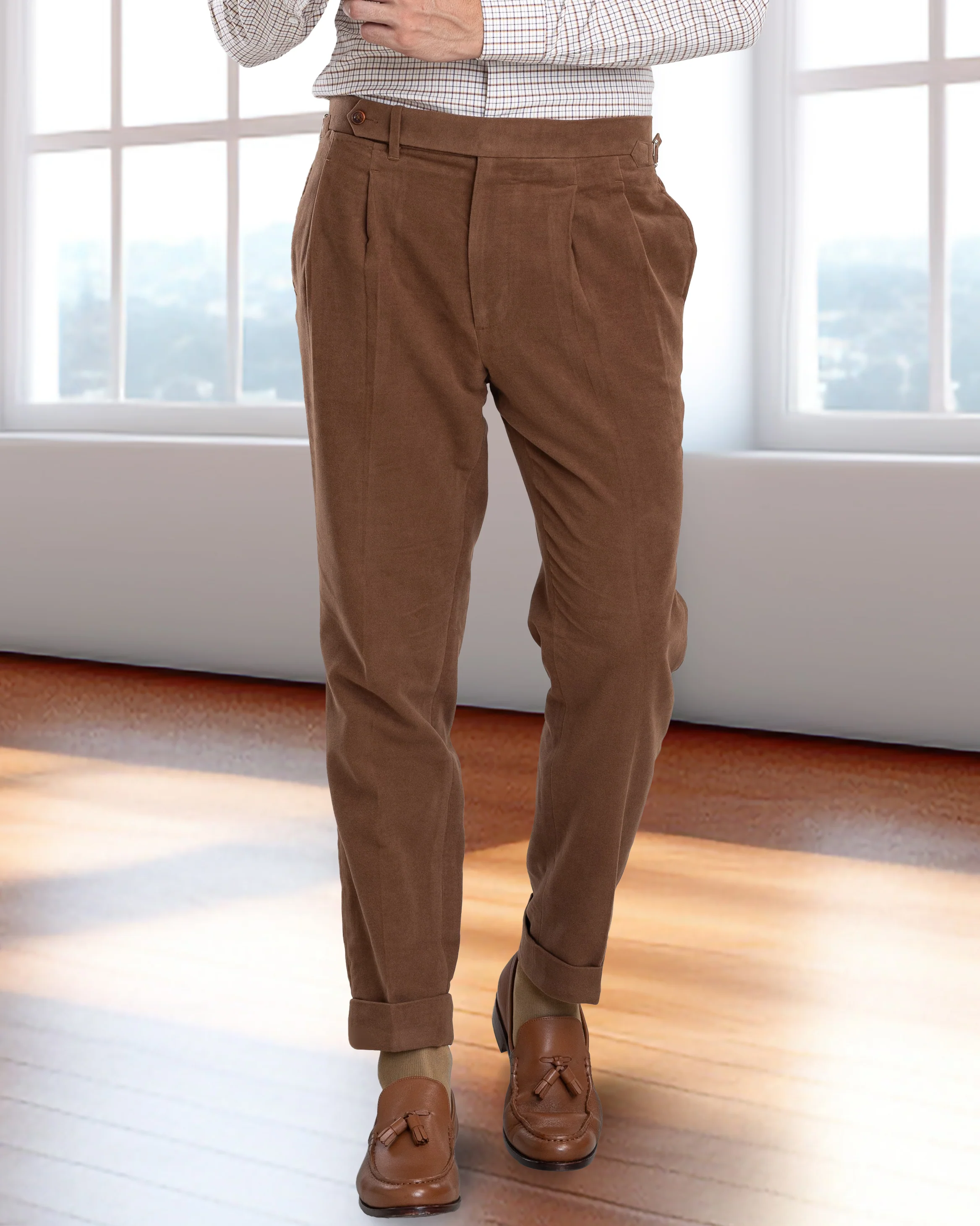 Brown Moleskin Dress Pant