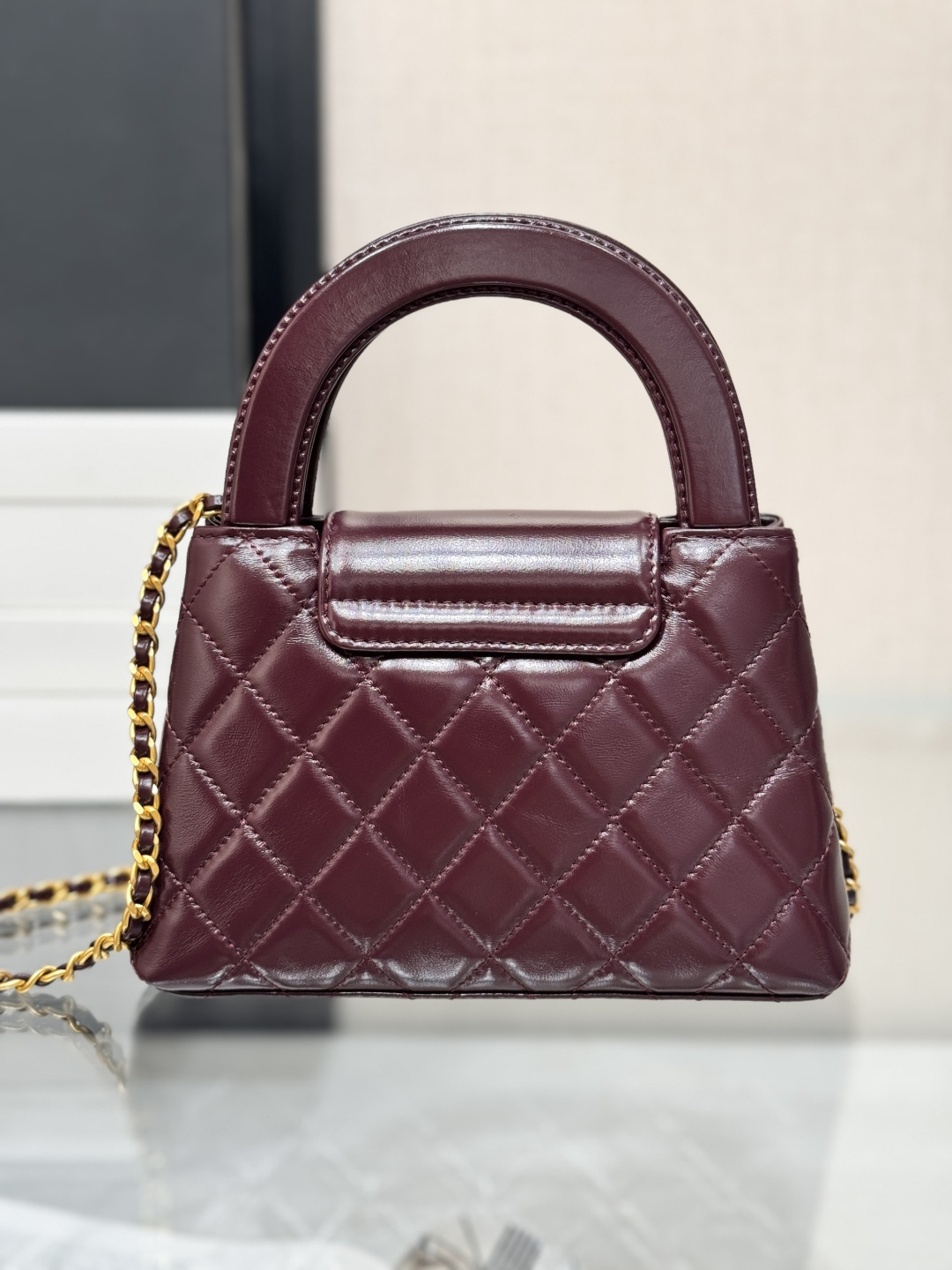 Mini Kelly Bag with Handle（Burgundy） - Mocuir