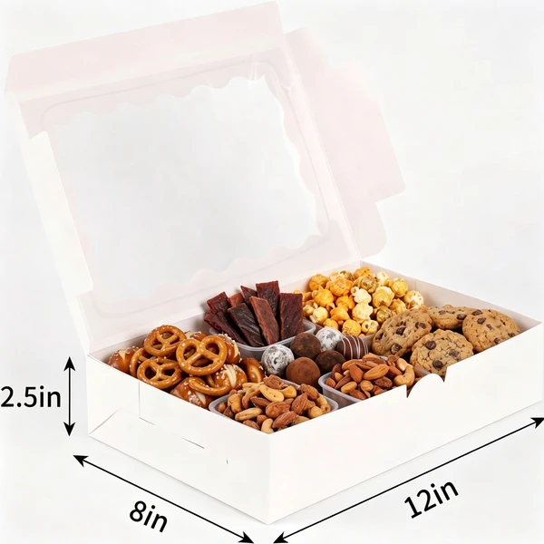 White Bakery Cookie Box with Scalloped PET Window