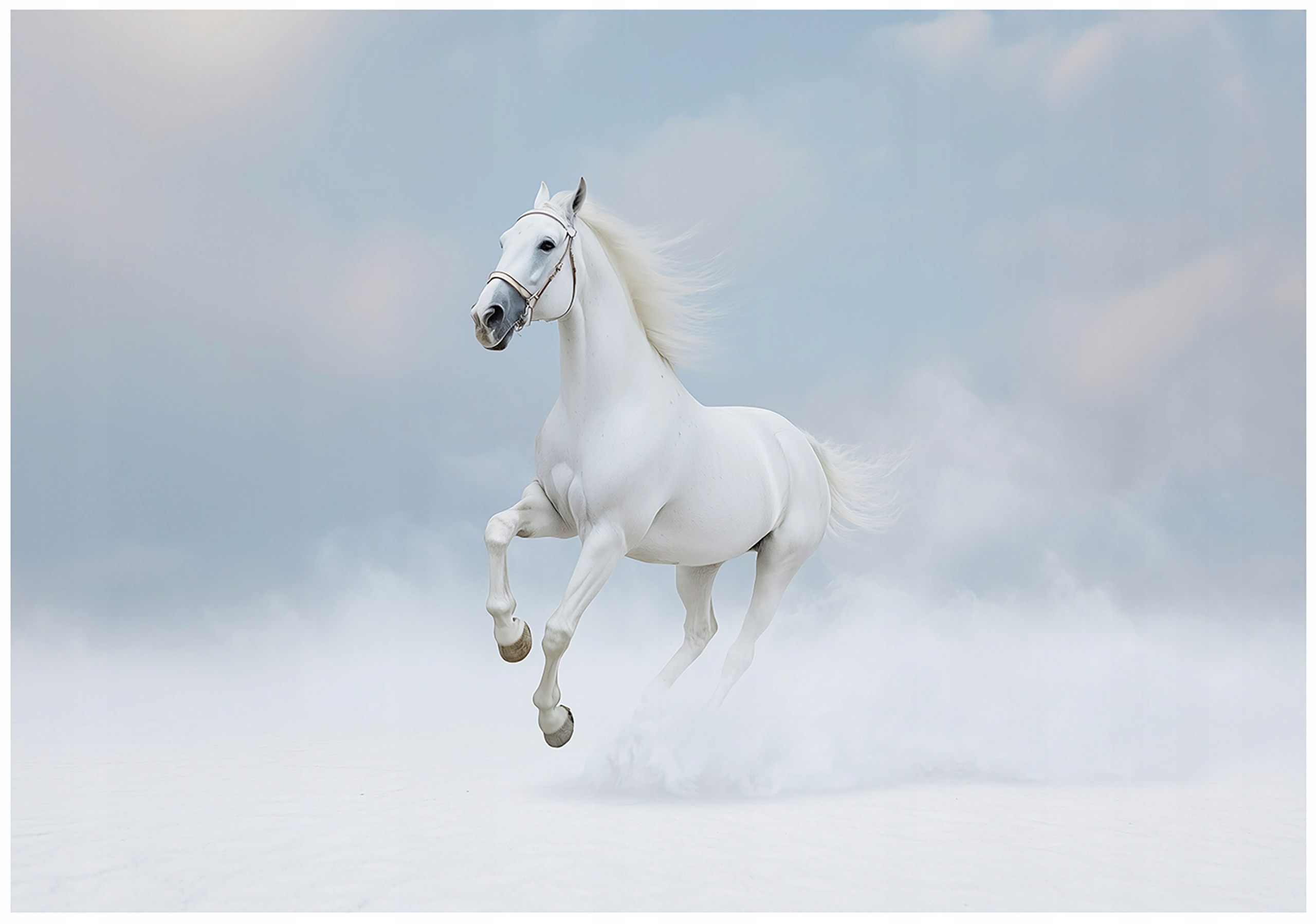 White Horse Cloud Animal Wall Mural for the Bedroom or Living Room,