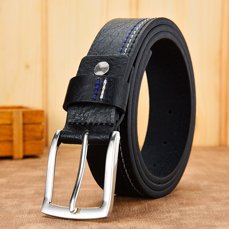 Men's Retro Stitch Detail Pin Buckle PU Leather Casual Wide Belt