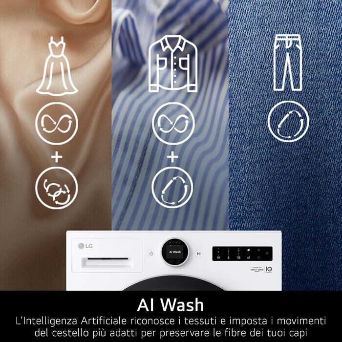 LG - Lavatrice AI DD F4X9009TWCE 9 Kg Classe A-Ivory White