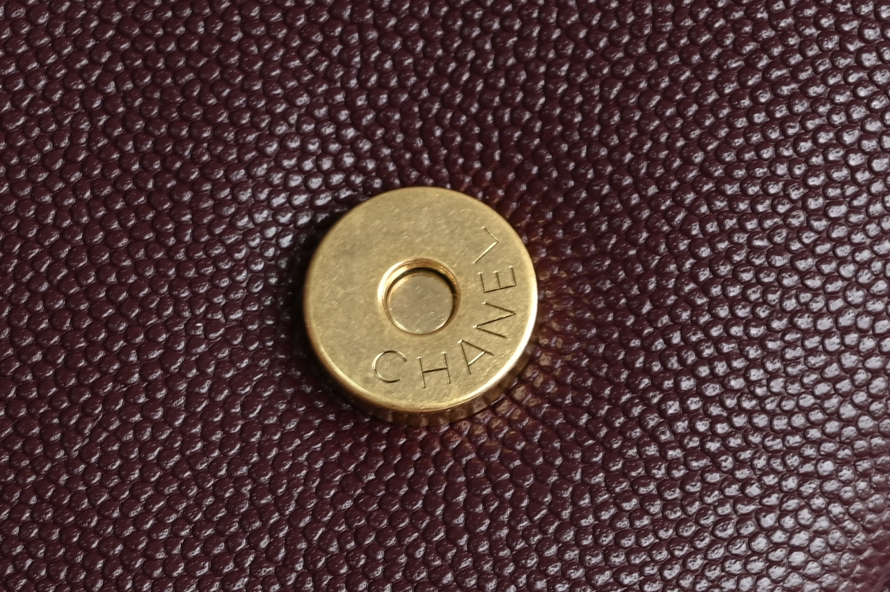 Preppy Coco Small Flap Bag in Burgundy Caviar Leather - Mocuir