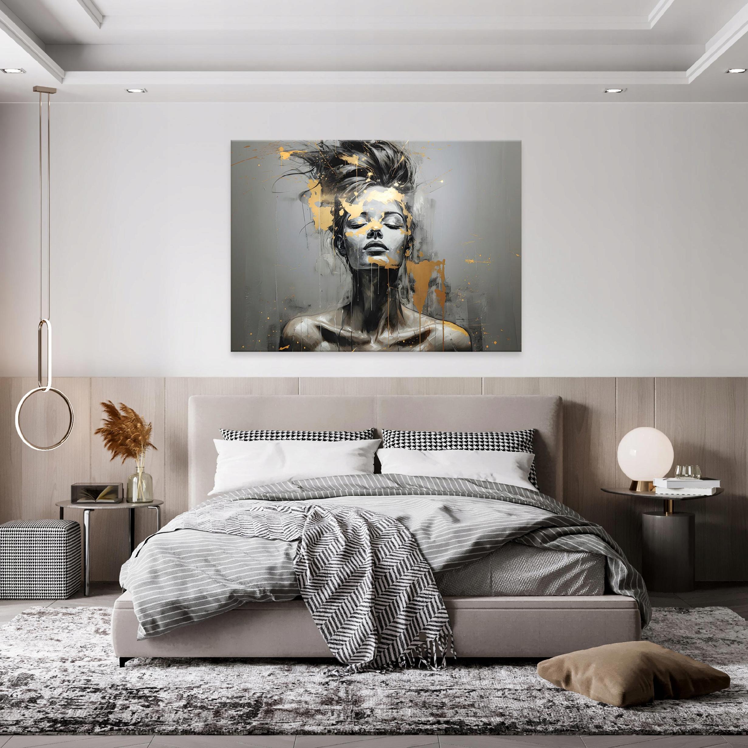 Painting of a woman's face, abstract, large living room, 60x40