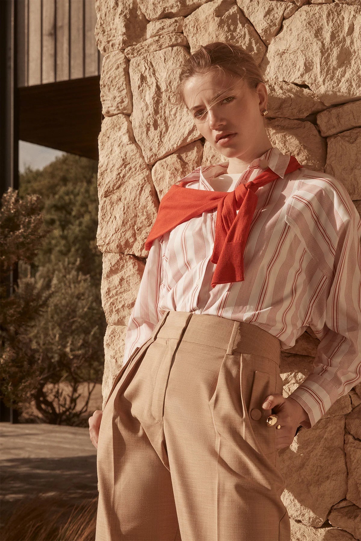 Red Stripe Breeze Poplin Shirt‌