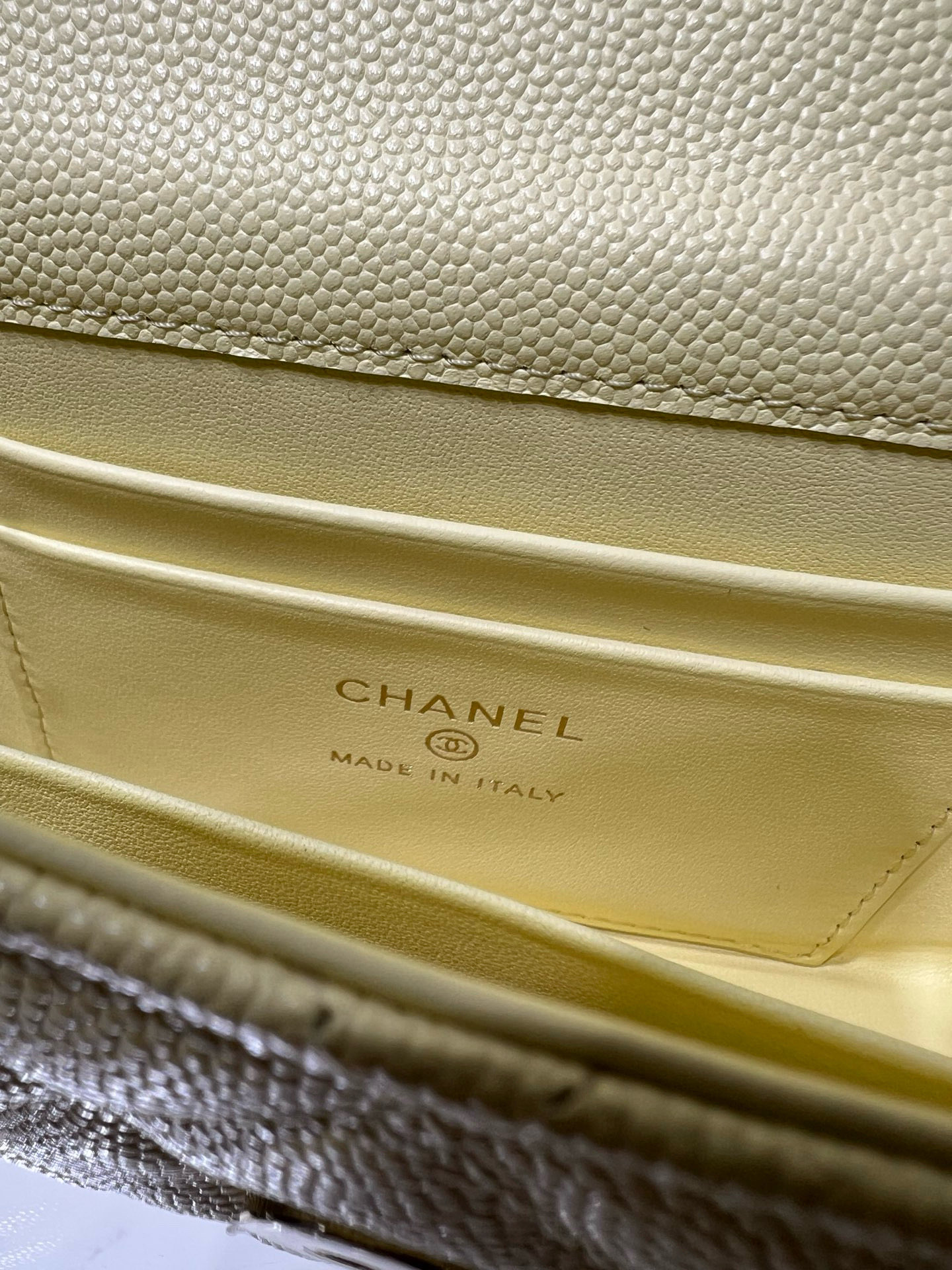 26S Spring-Summer Collection AP3238 Mini Top Handle Flap Bag in Yellow Quilted Grained Calfskin (Caviar) with Gold-Tone Hardware - Mocuir