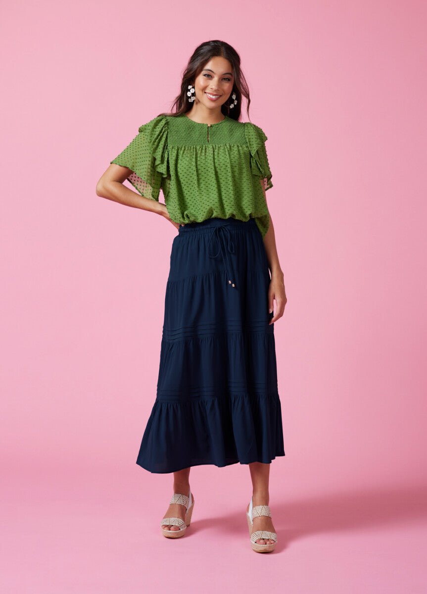 Ruffle Frame Sheer Shell‌