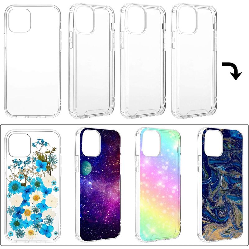 4 Pieces Clear DIY Phone Case Compatible with iPhone 12/12 Pro 61 Inch Transparent Epoxy Resin Anti