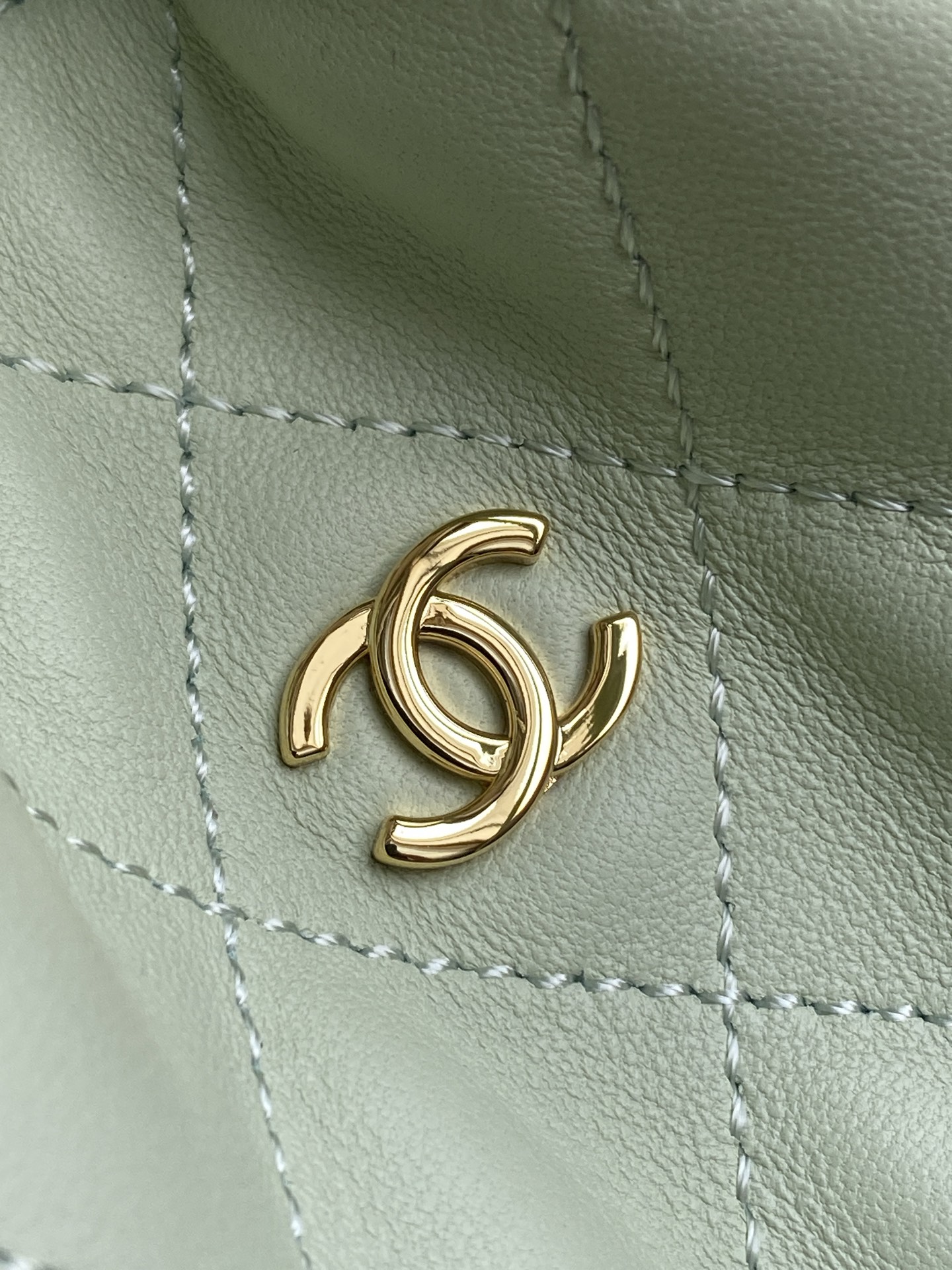 24BQuilted Lambskin Drawstring Hobo Bag（ Mint Green） - Mocuir