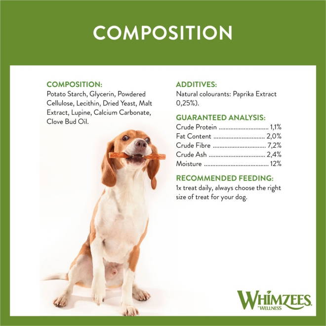 Whimzees Veggie Sausage pose