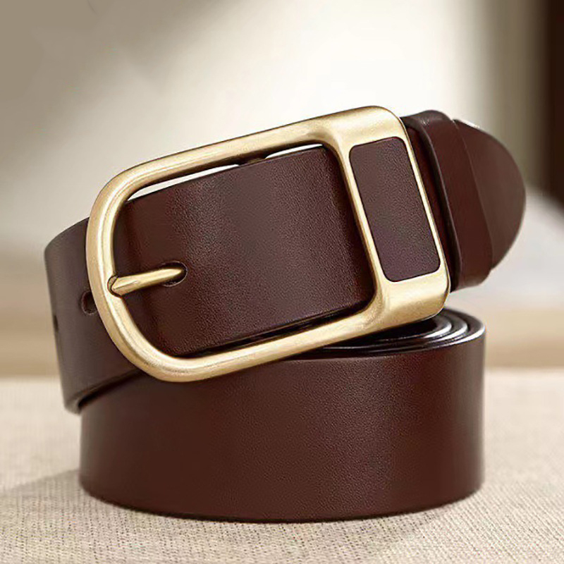Business Casual PU Leather Square Buckle Cowboy Waistband Belt