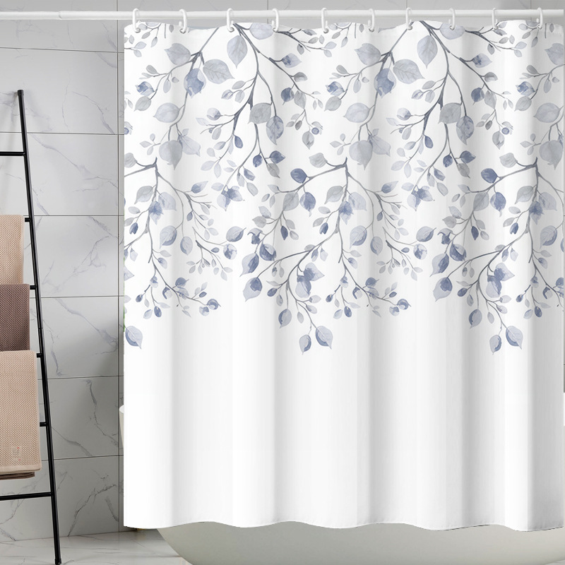 Digital printing watercolor ink flower simple geometric shower curtain waterproof and moisture-proof sanitary interval