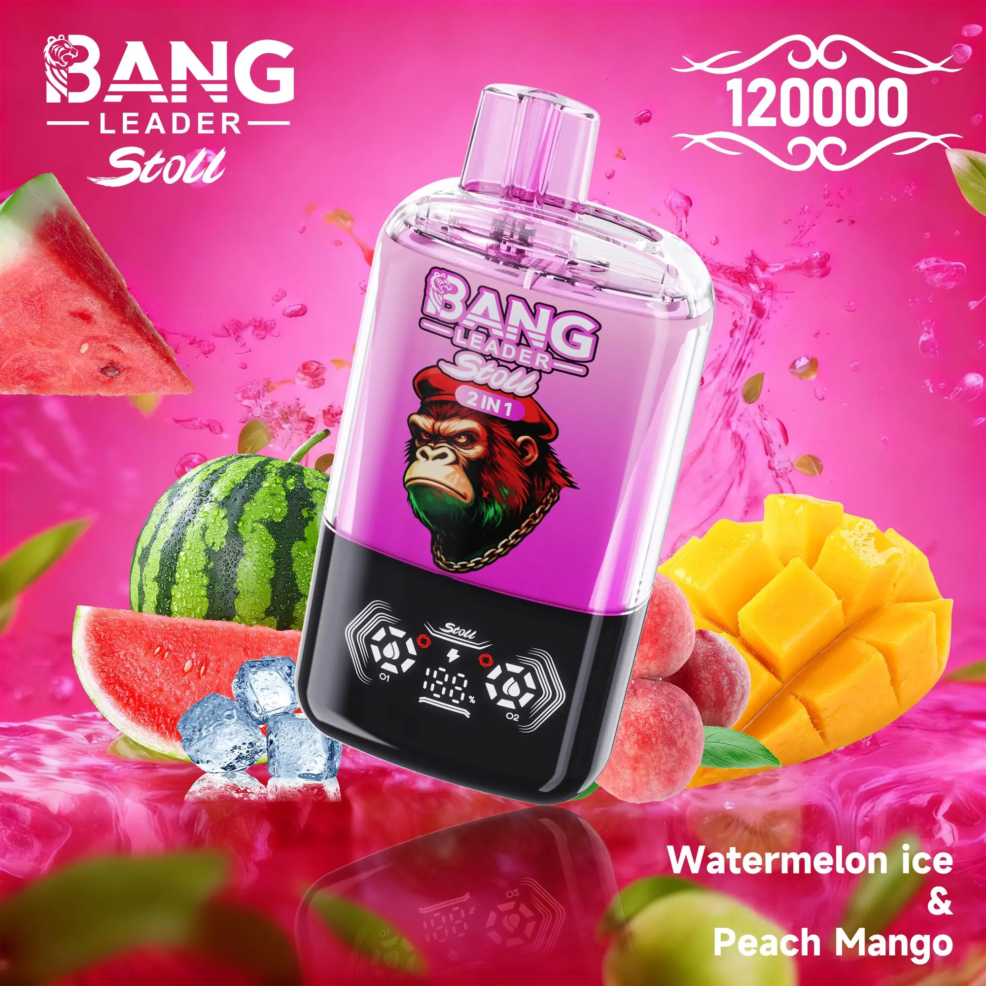 【New Arrive】Bang Leader Stoll 120K 120000 Puffs Double Taste&Anti-Leak Design LED Display Disposable Vape